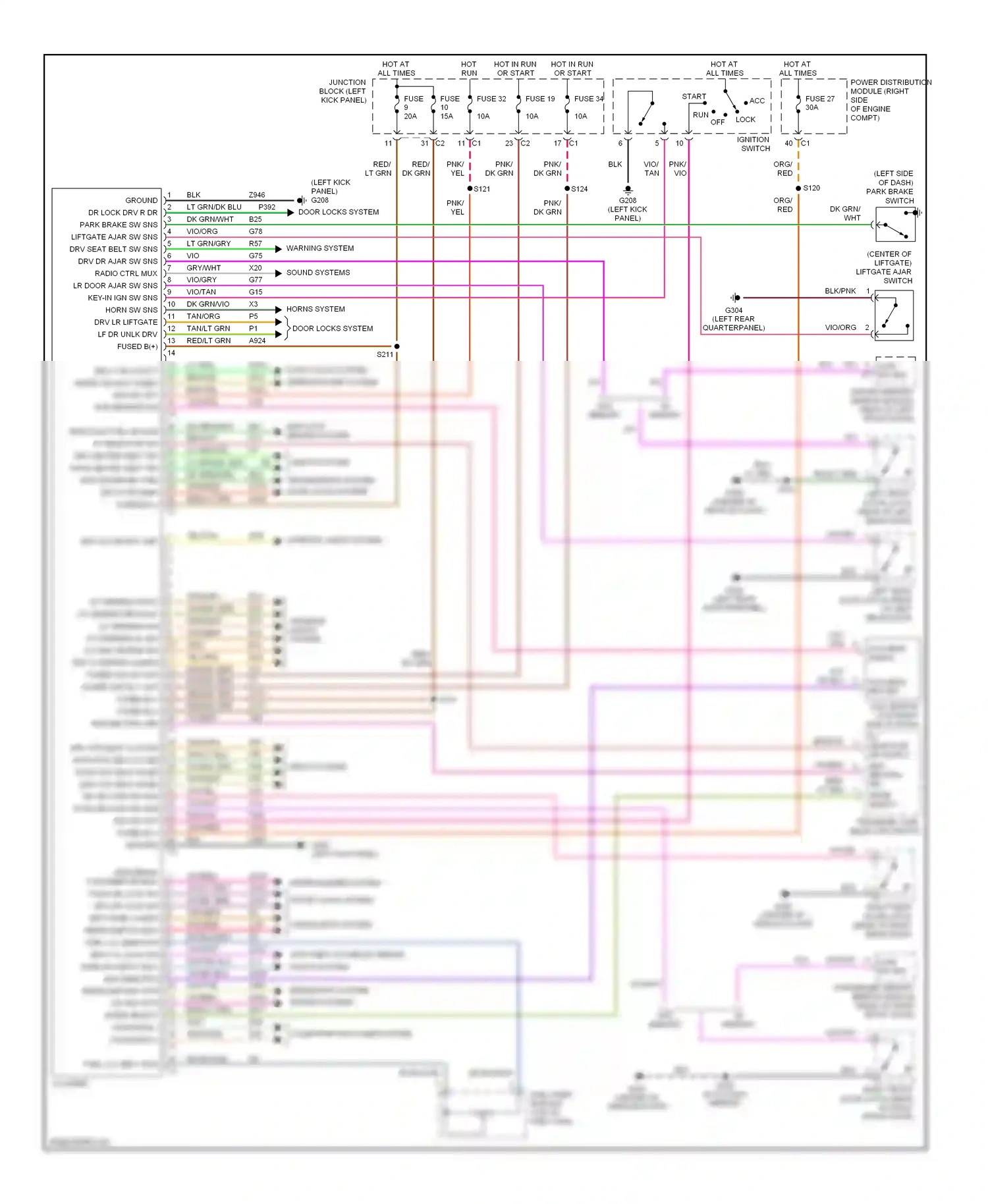 Dodge Durango II (2003-2006) (left kick panel) wiring diagram  (7 of 21)