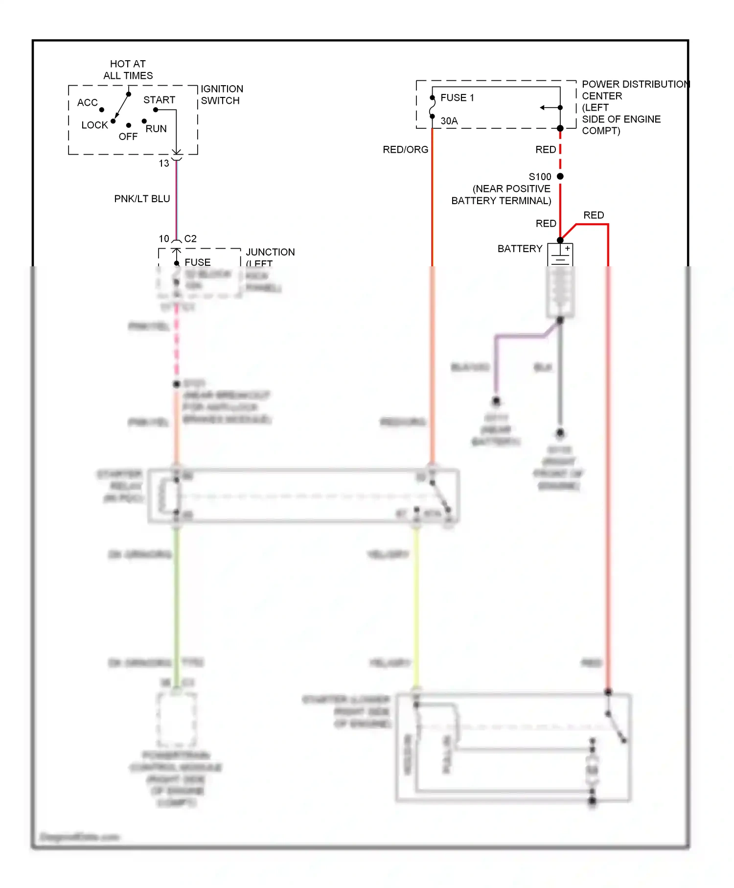 Dodge Durango II (2003-2006) powertrain control module (right side of engine compt) wiring diagram  (9 of 11)