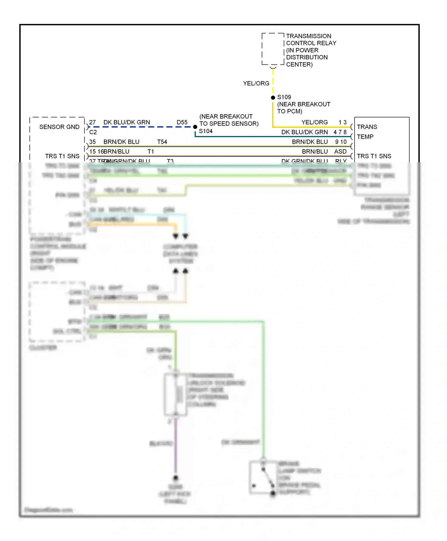 Dodge Durango II (2003-2006) powertrain control module (right side of engine compt) wiring diagram  (1 of 11)