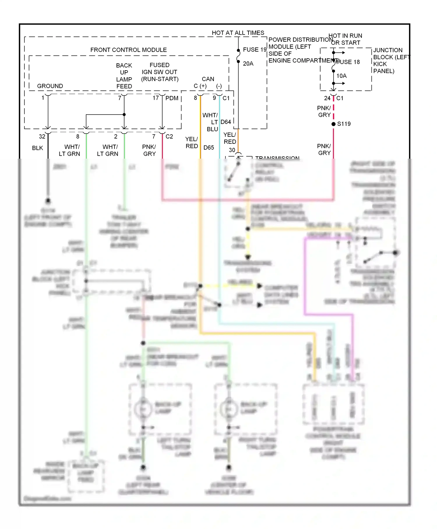 Dodge Durango II (2003-2006) powertrain control module (right side of engine compt) wiring diagram  (6 of 11)