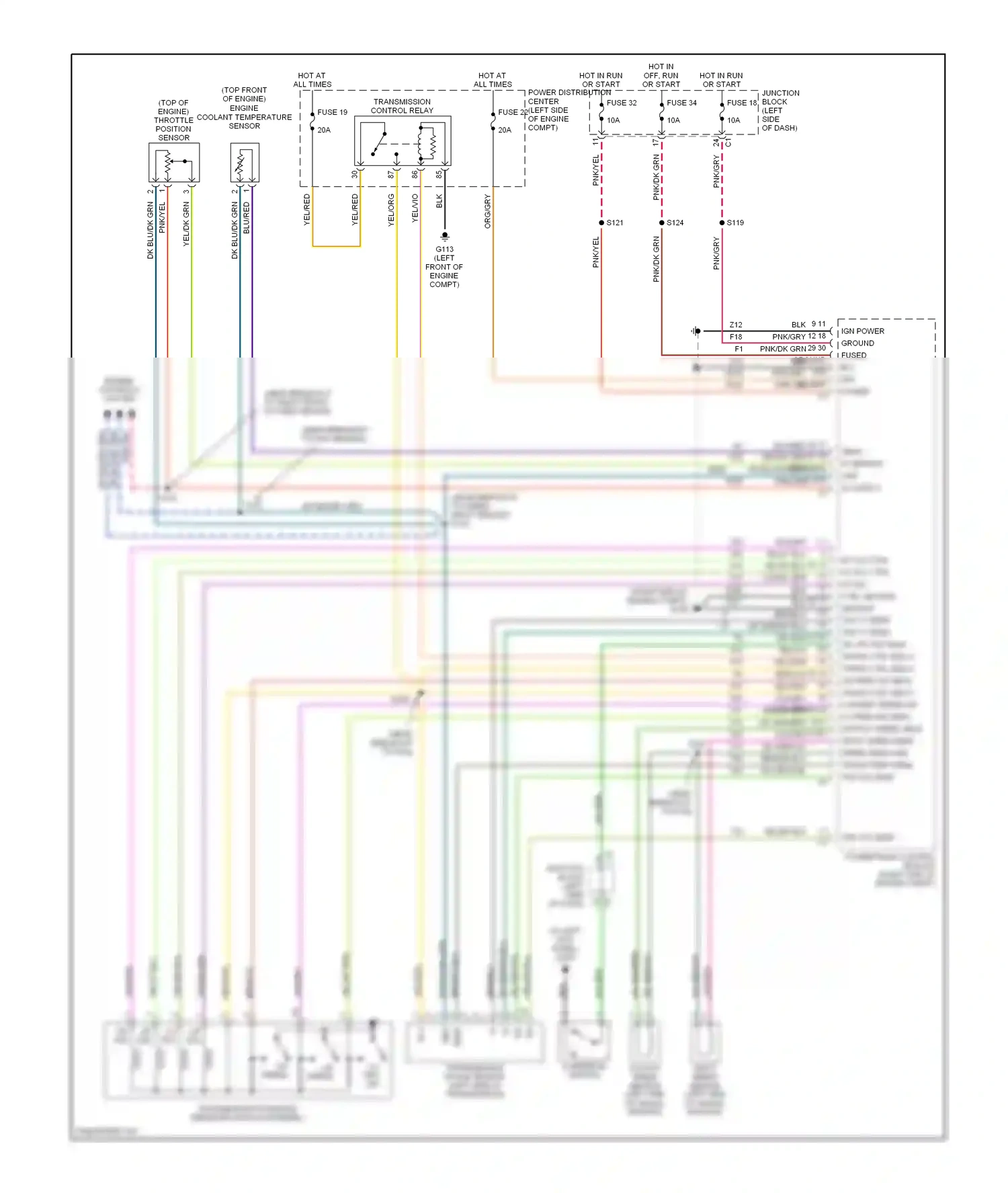 Dodge Durango II (2003-2006) powertrain control module (right side of engine compt) wiring diagram  (11 of 11)