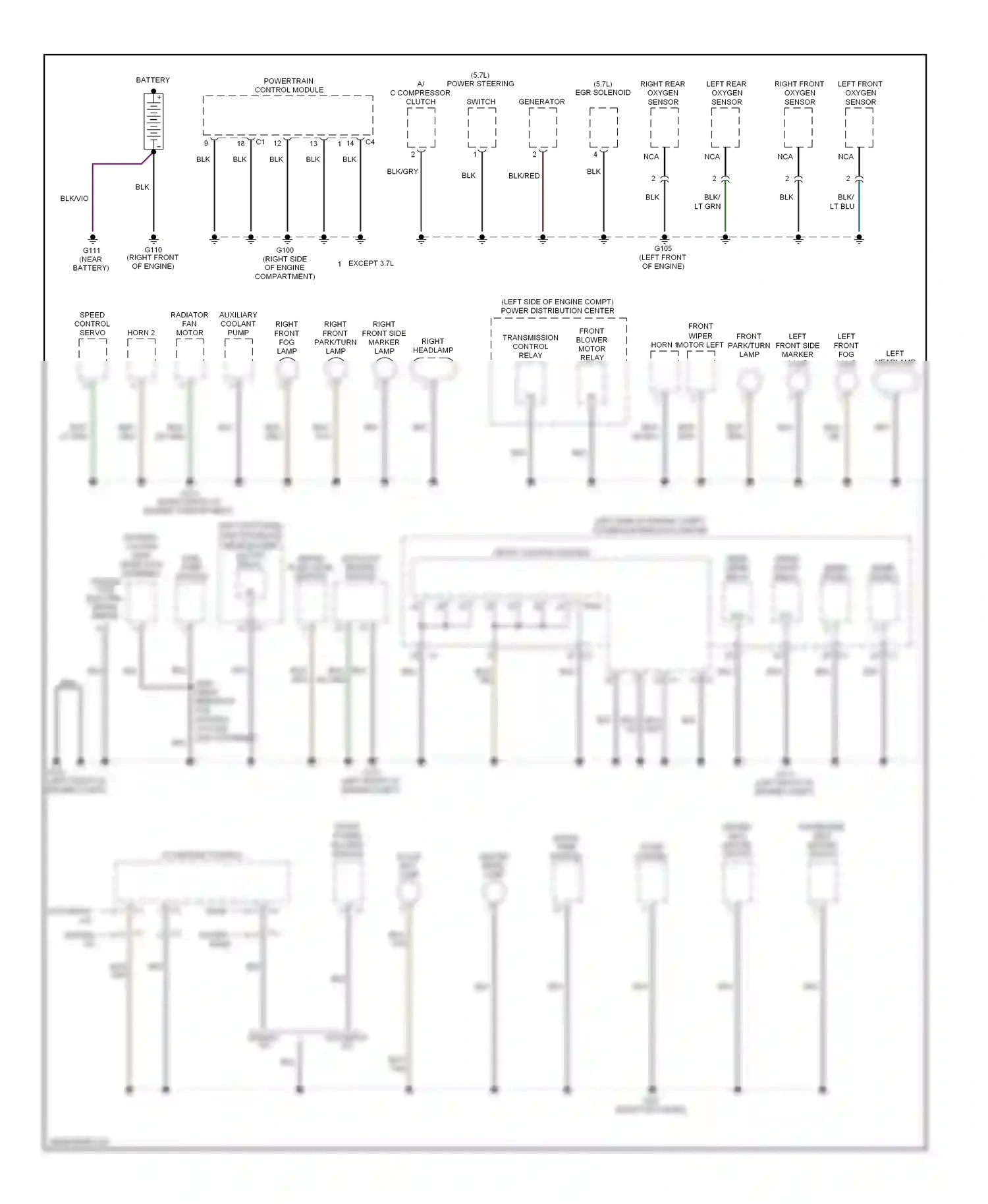 Dodge Durango II (2003-2006) right front oxygen wiring diagram  (1 of 1)