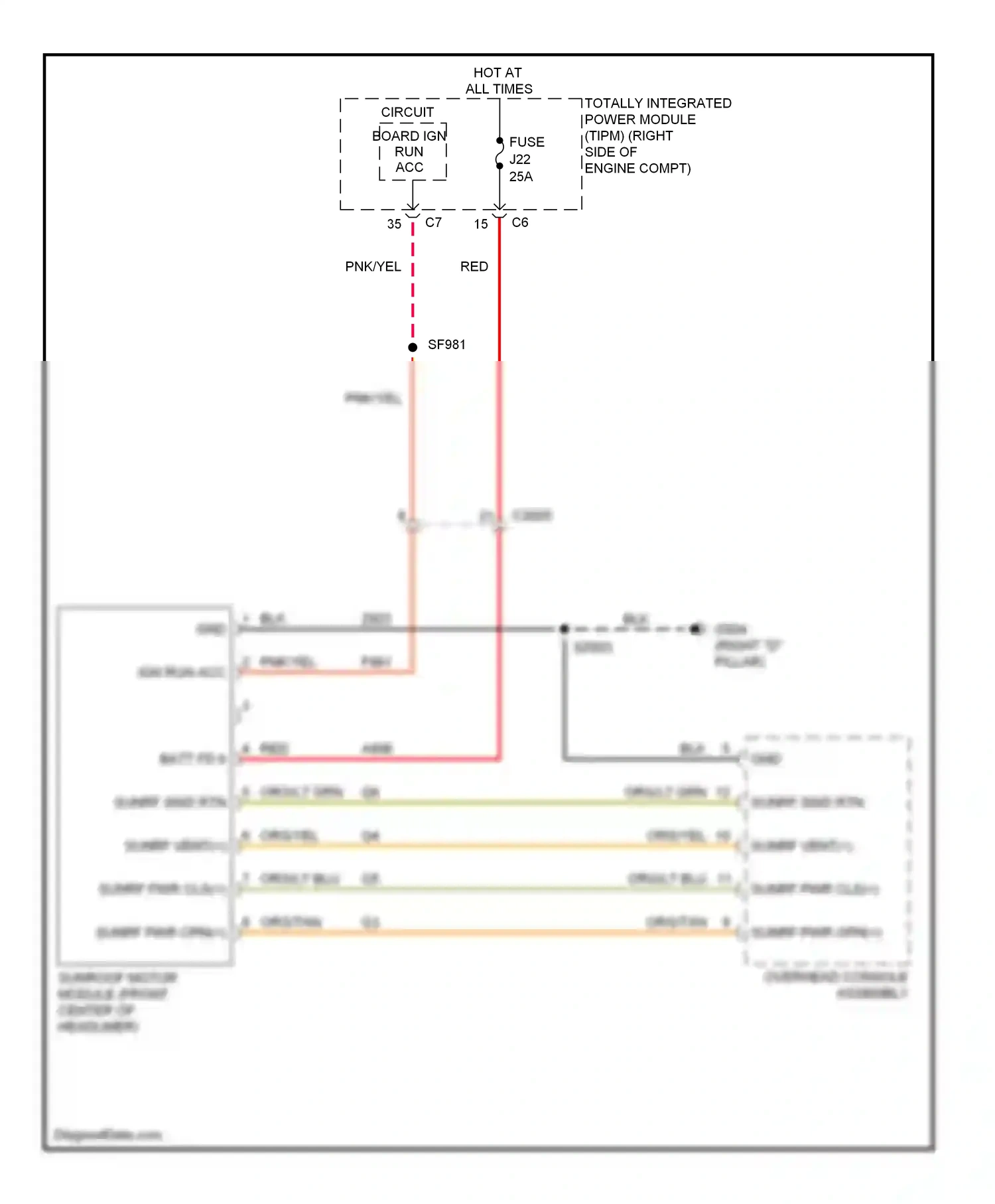 Dodge Durango III (2010-2013) overhead console assembly wiring diagram  (3 of 3)