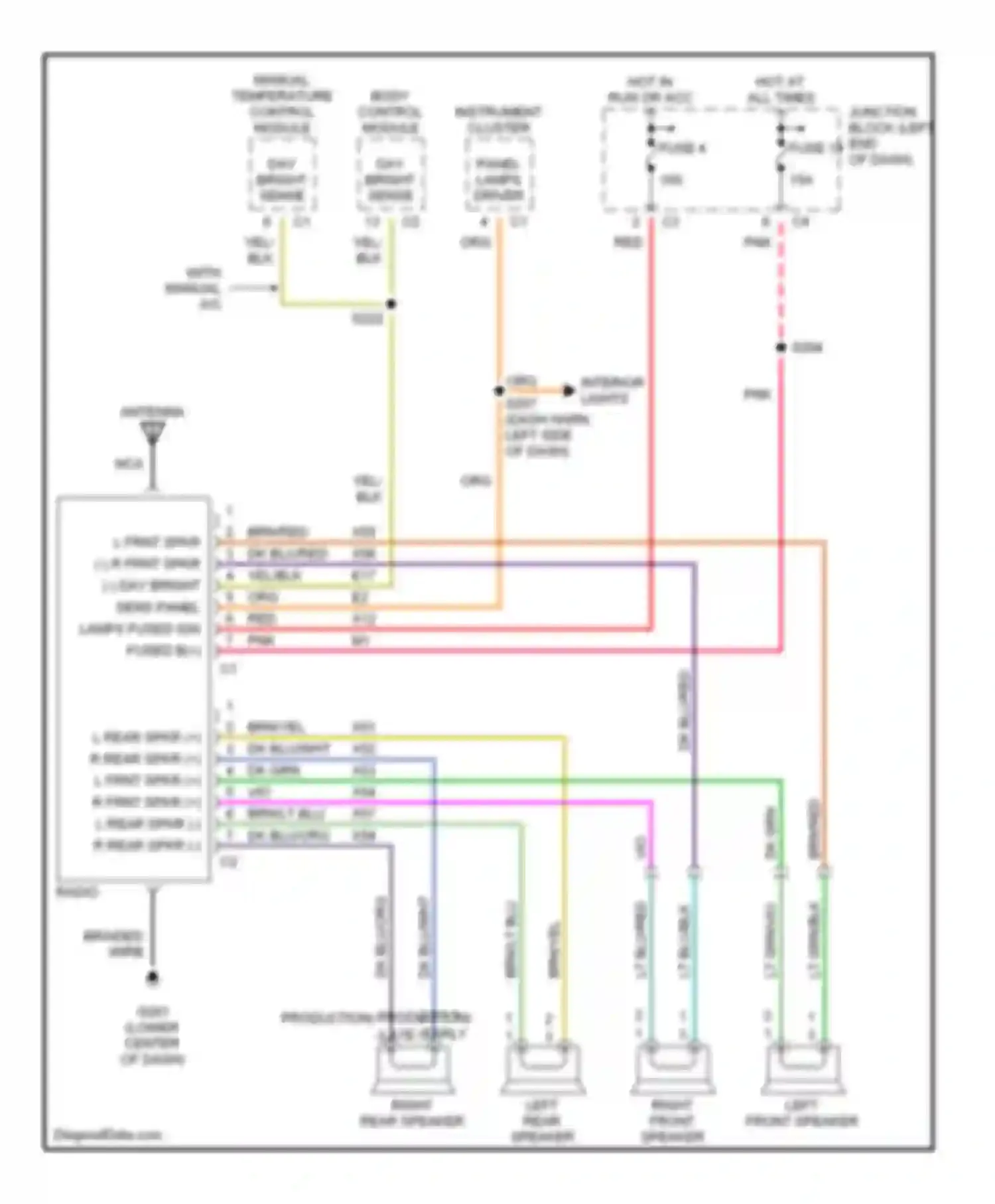 Intrepid Dodge II (1997-2004): Radio circuits, without amplifier