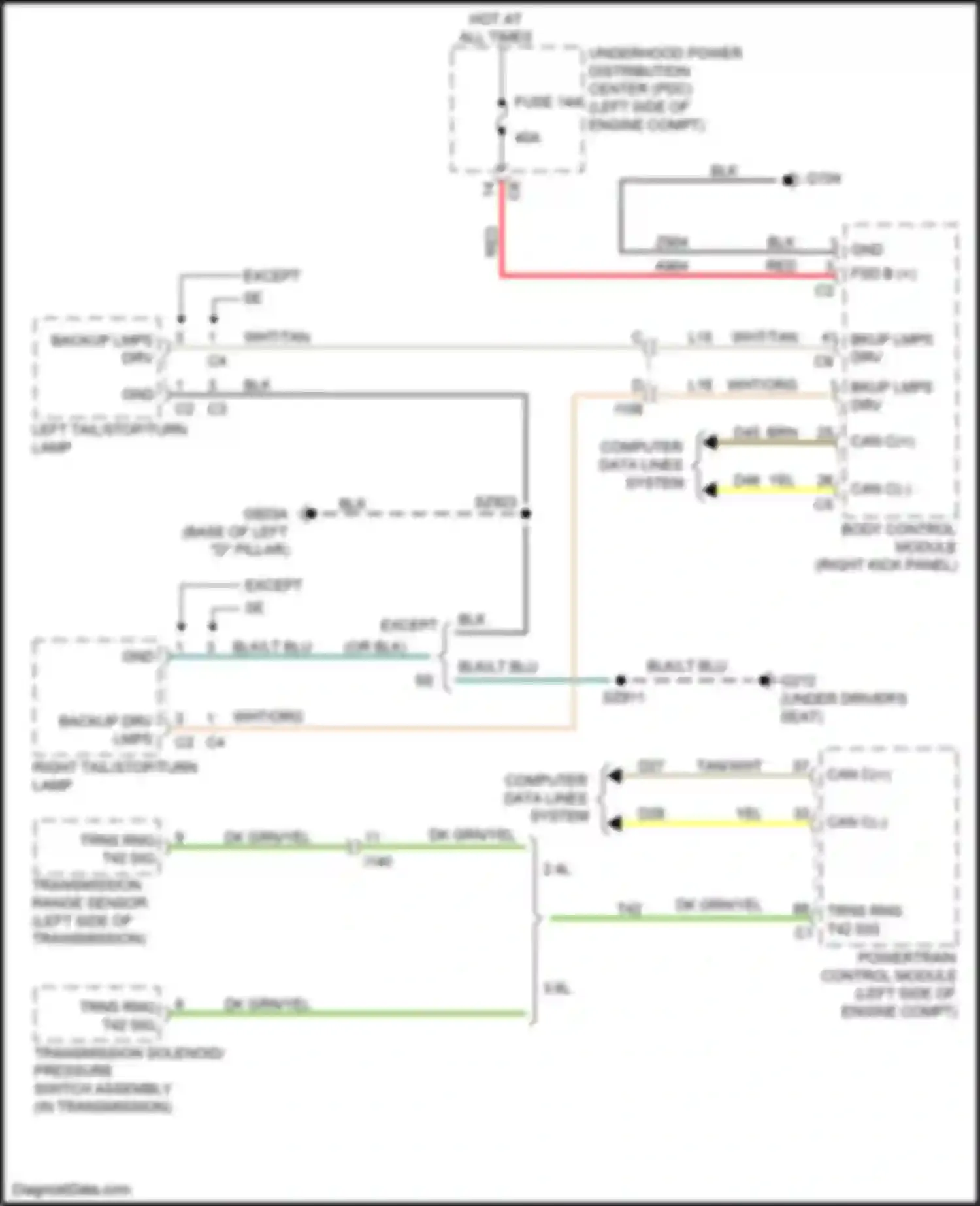 Journey Dodge I facelift (2011-2020): Backup lamps circuit