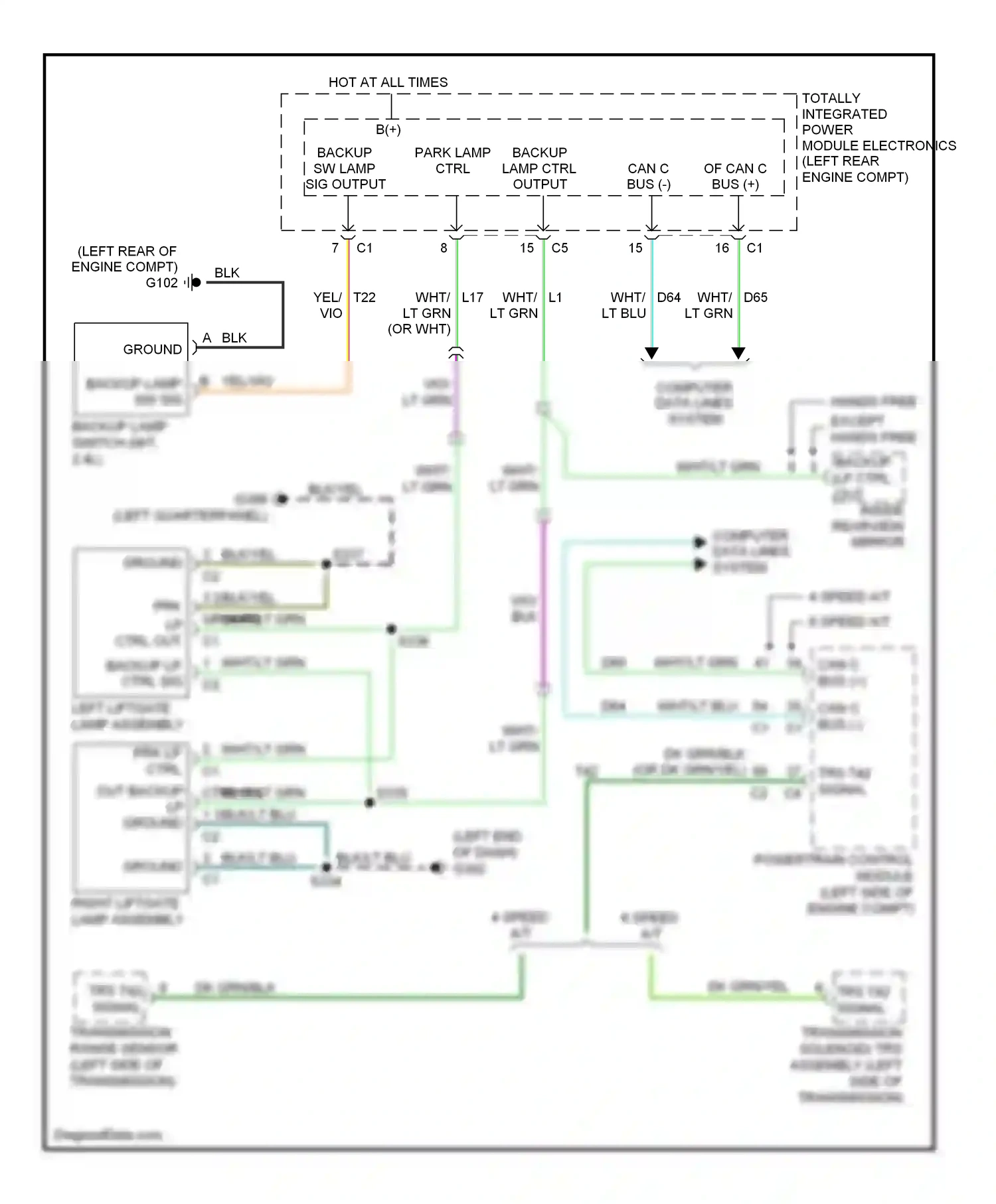 Dodge Journey I (2007-2011) computer hands free except data lines system hands free backup lp ctrl out wiring diagram  (1 of 1)