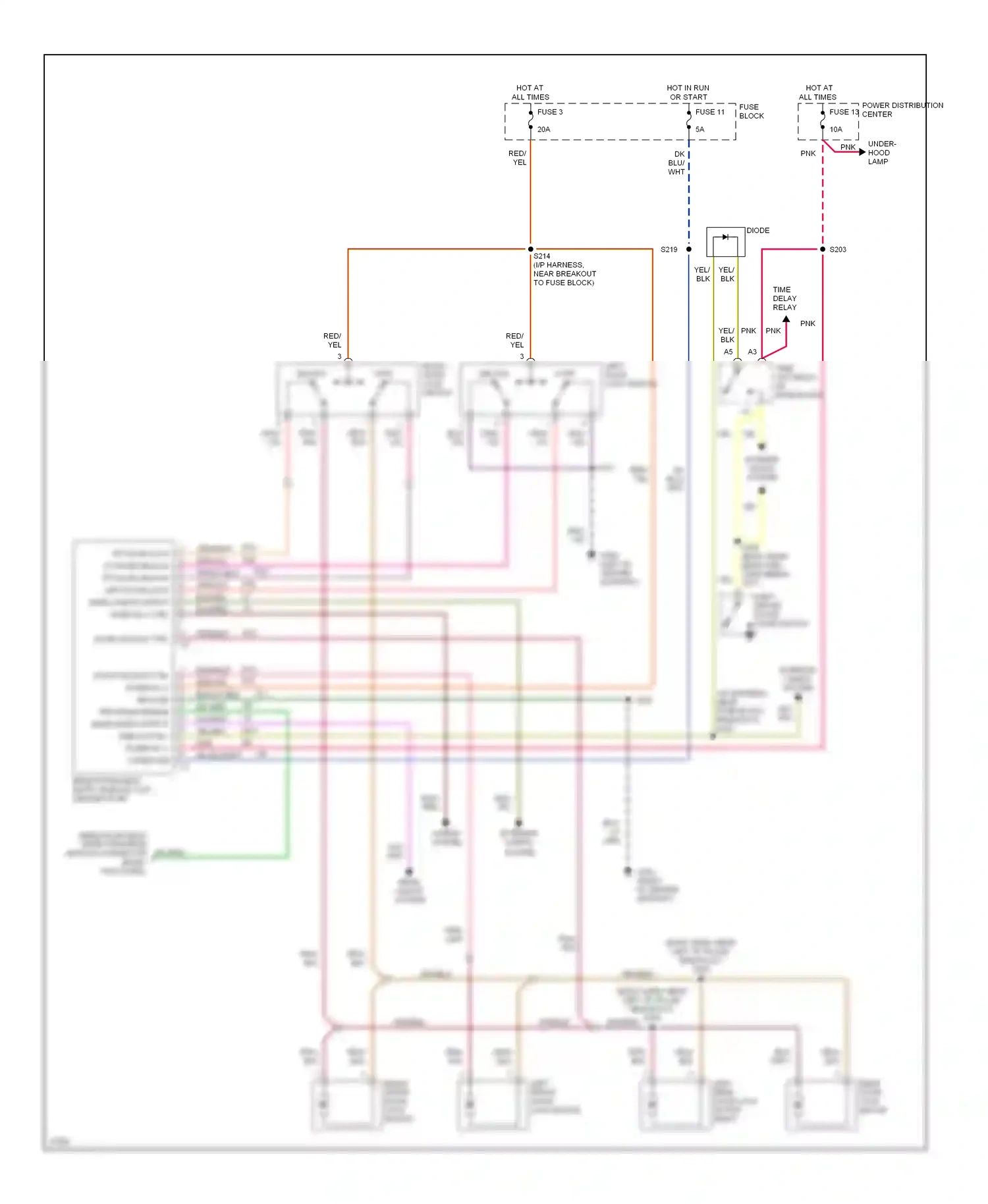 Dodge Neon I (1994-1999) remote keyless entry program module connector (right kick panel) wiring diagram  (1 of 1)