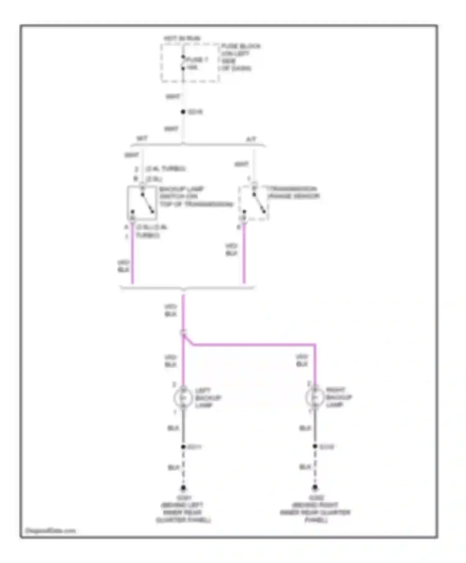 Neon Dodge II (1999-2005): Back-up lamps circuit