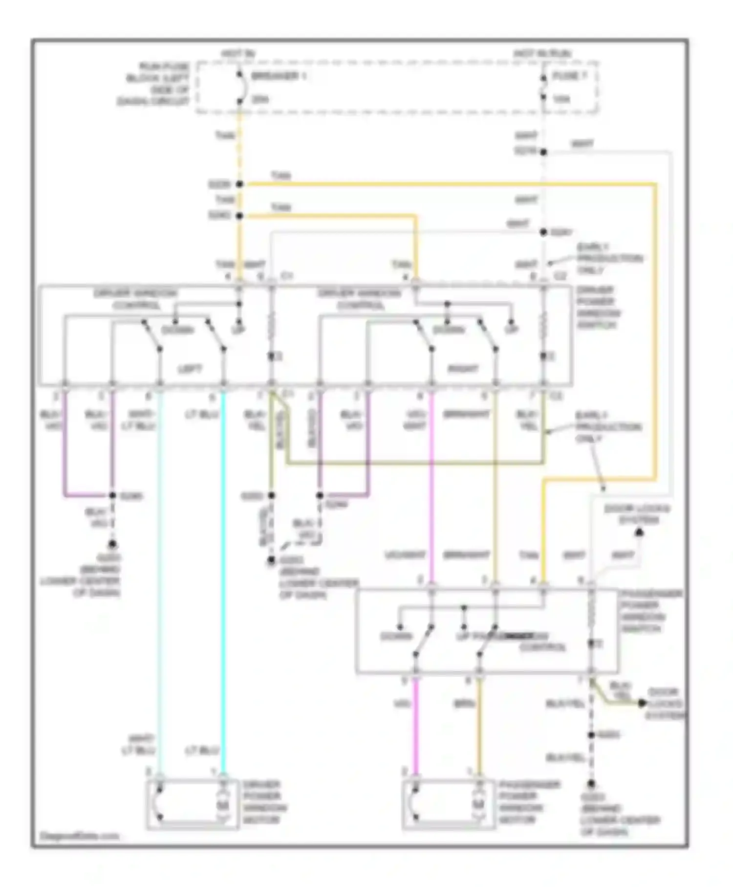 Wiring diagram passenger power window motor for Dodge Neon II (1999-2005) (1 of 1)