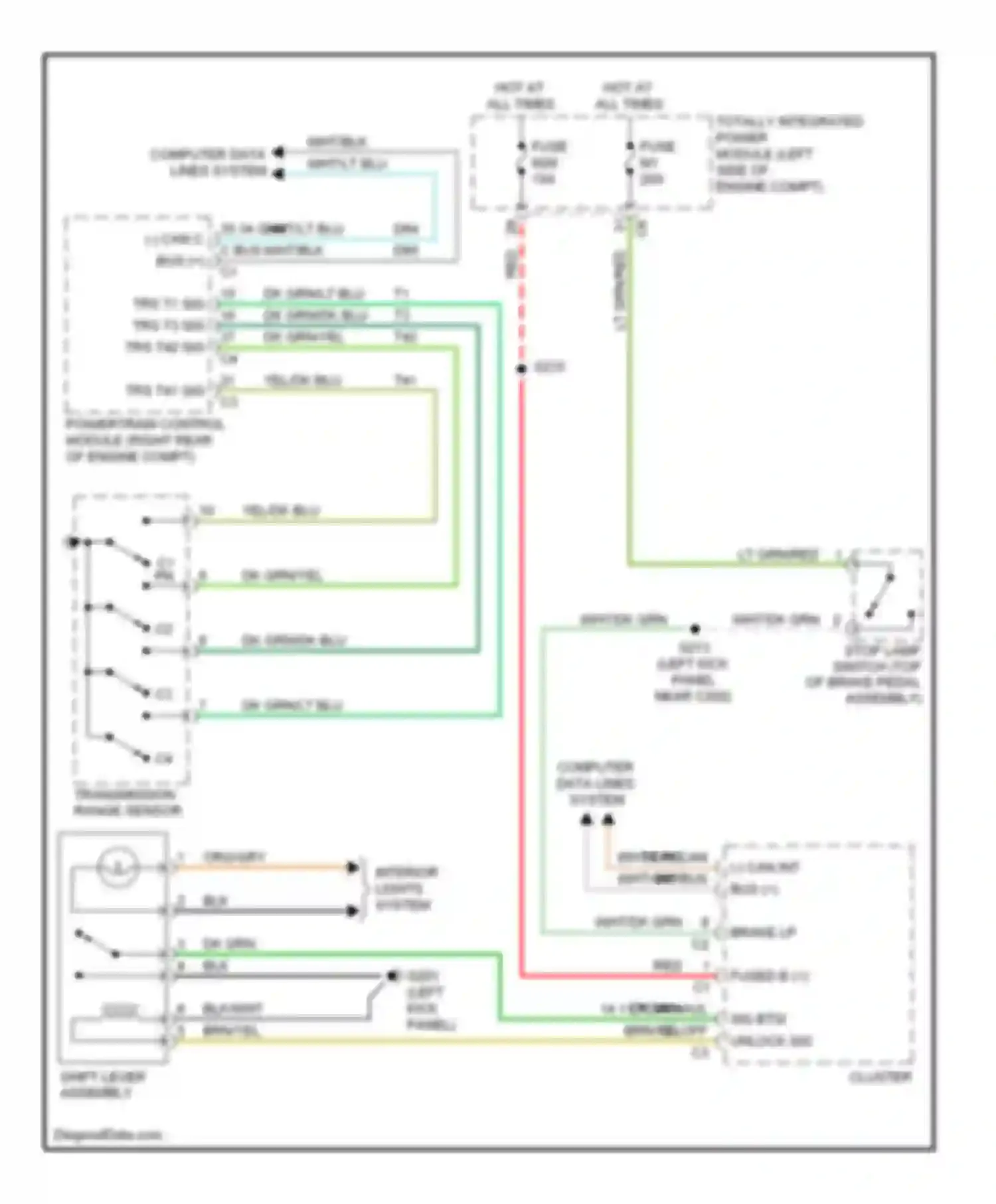 Nitro Dodge I (2006-2011): Shift interlock circuit, with rle transmission