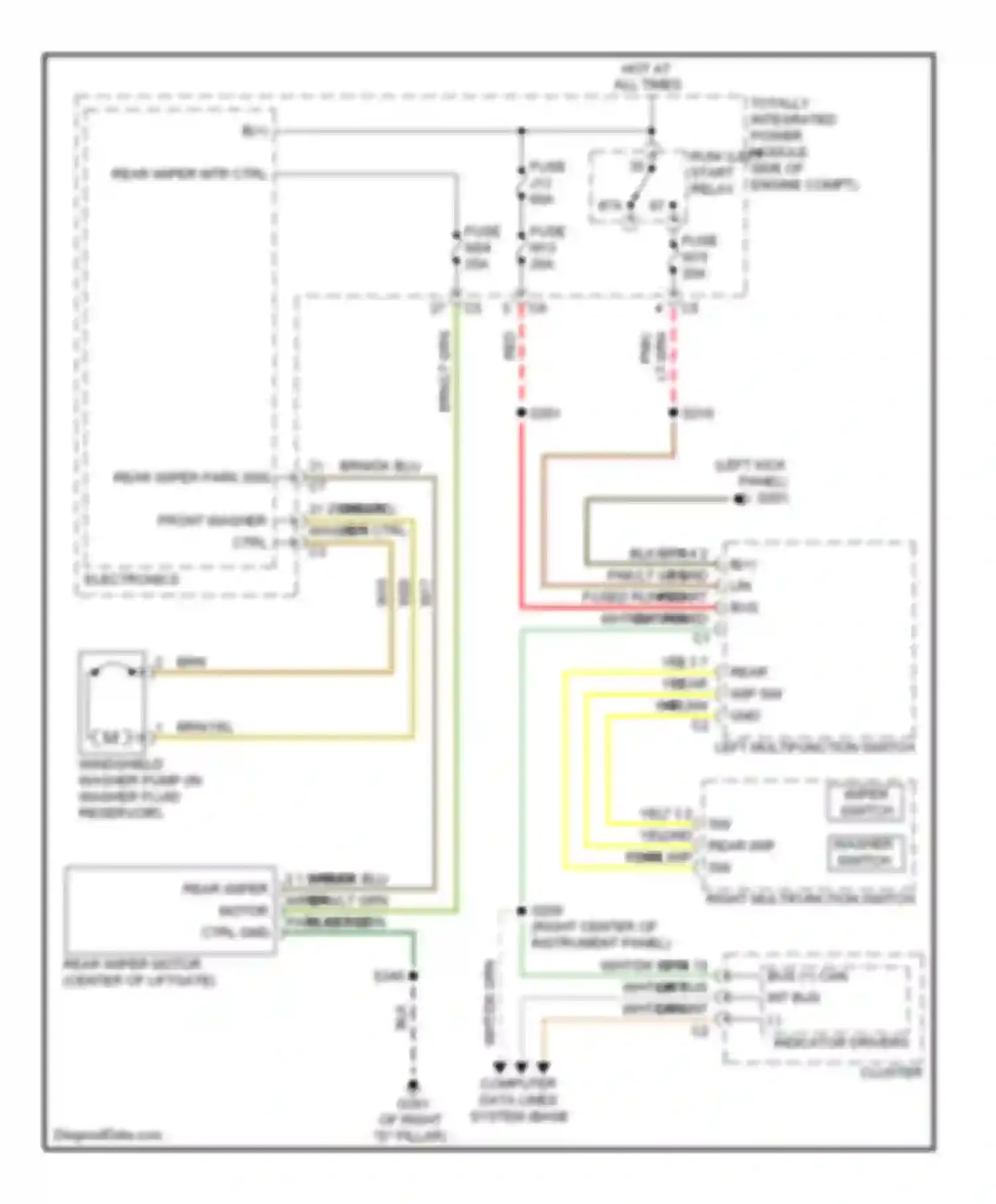 Nitro Dodge I (2006-2011): Rear wiper/washer circuit
