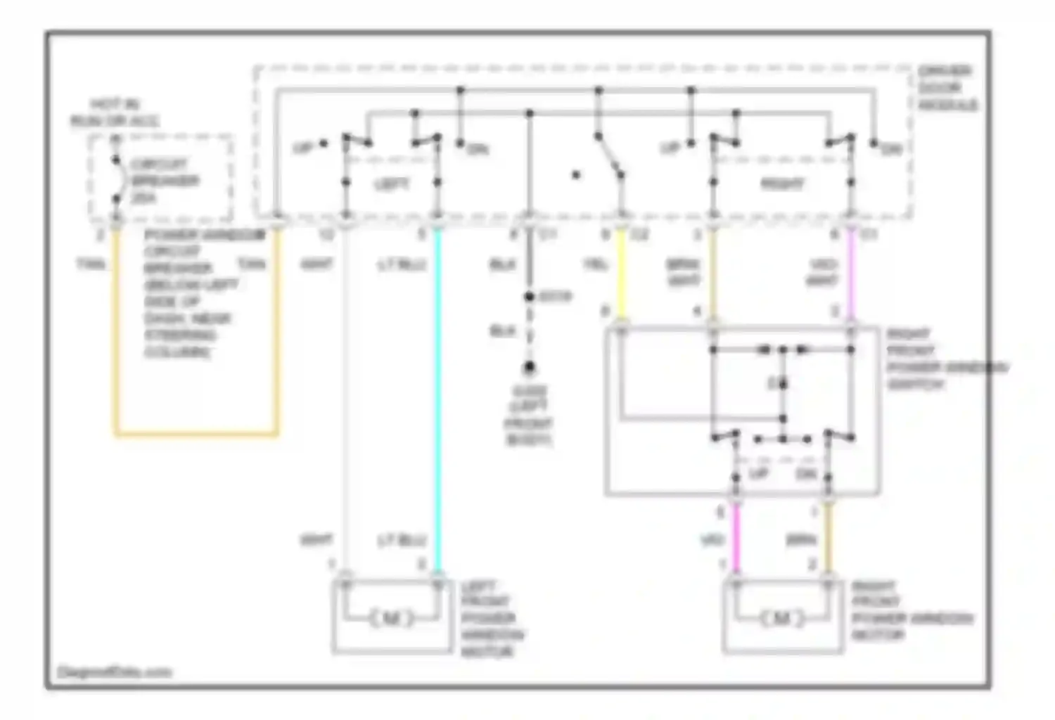 Pickup R1500 Dodge  (1996-2010): Power window circuit, 2 door