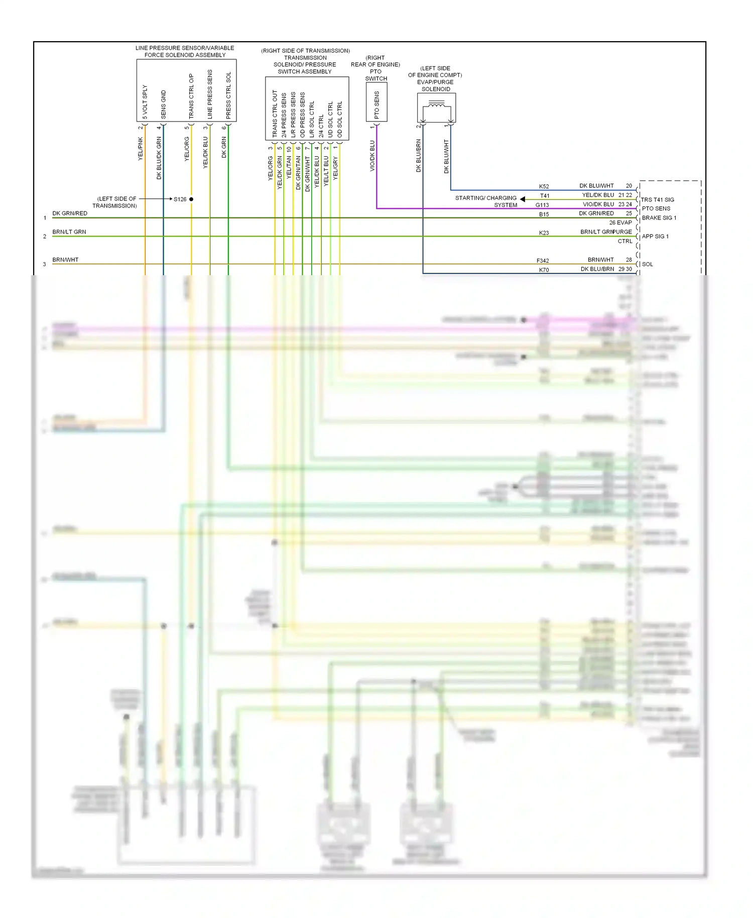 Dodge Pickup R1500  (1996-2010) line pressure sensor/variable force solenoid assembly wiring diagram  (1 of 1)