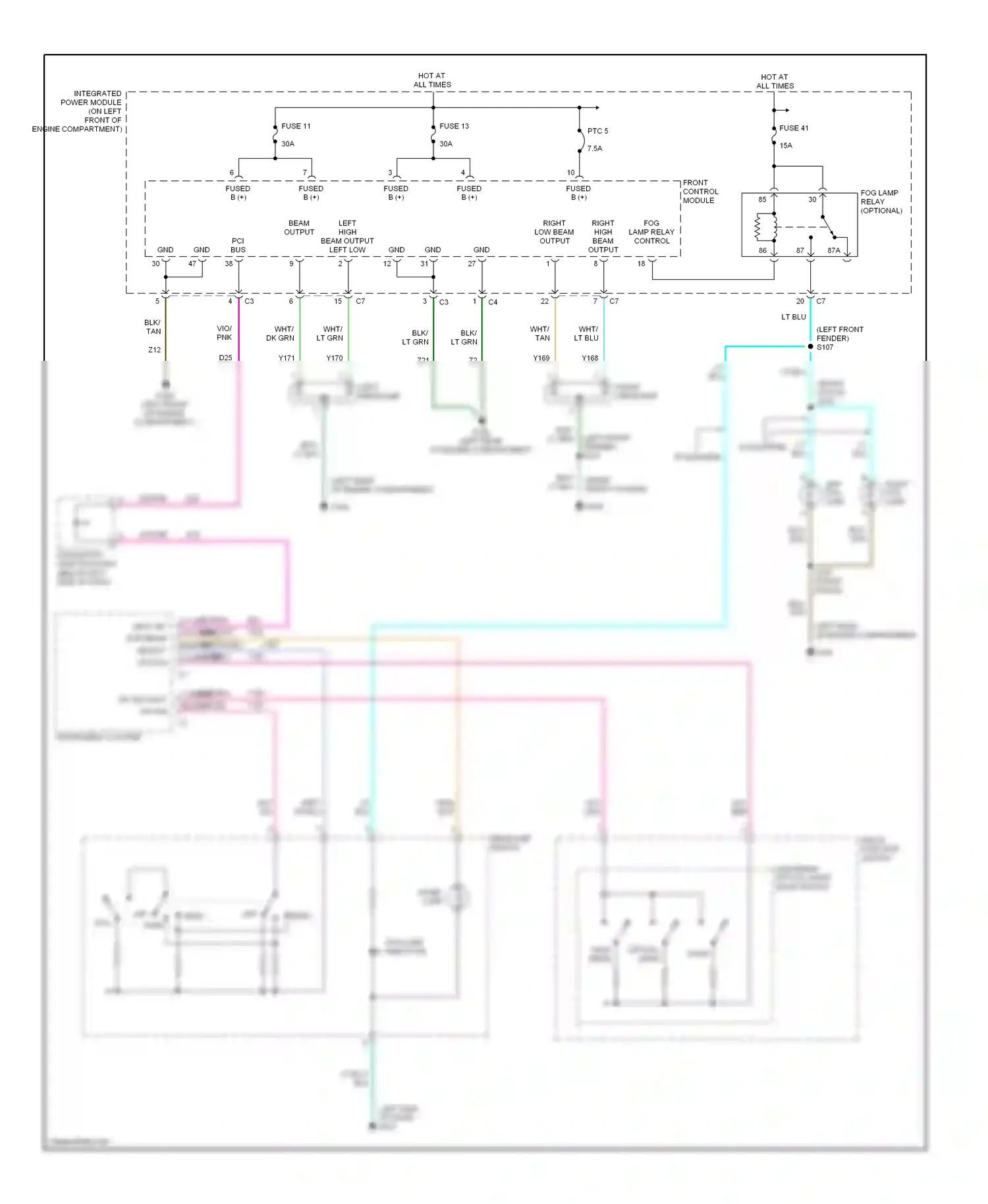 Dodge Pickup R1500  (1996-2010) multi- function switch wiring diagram  (3 of 6)