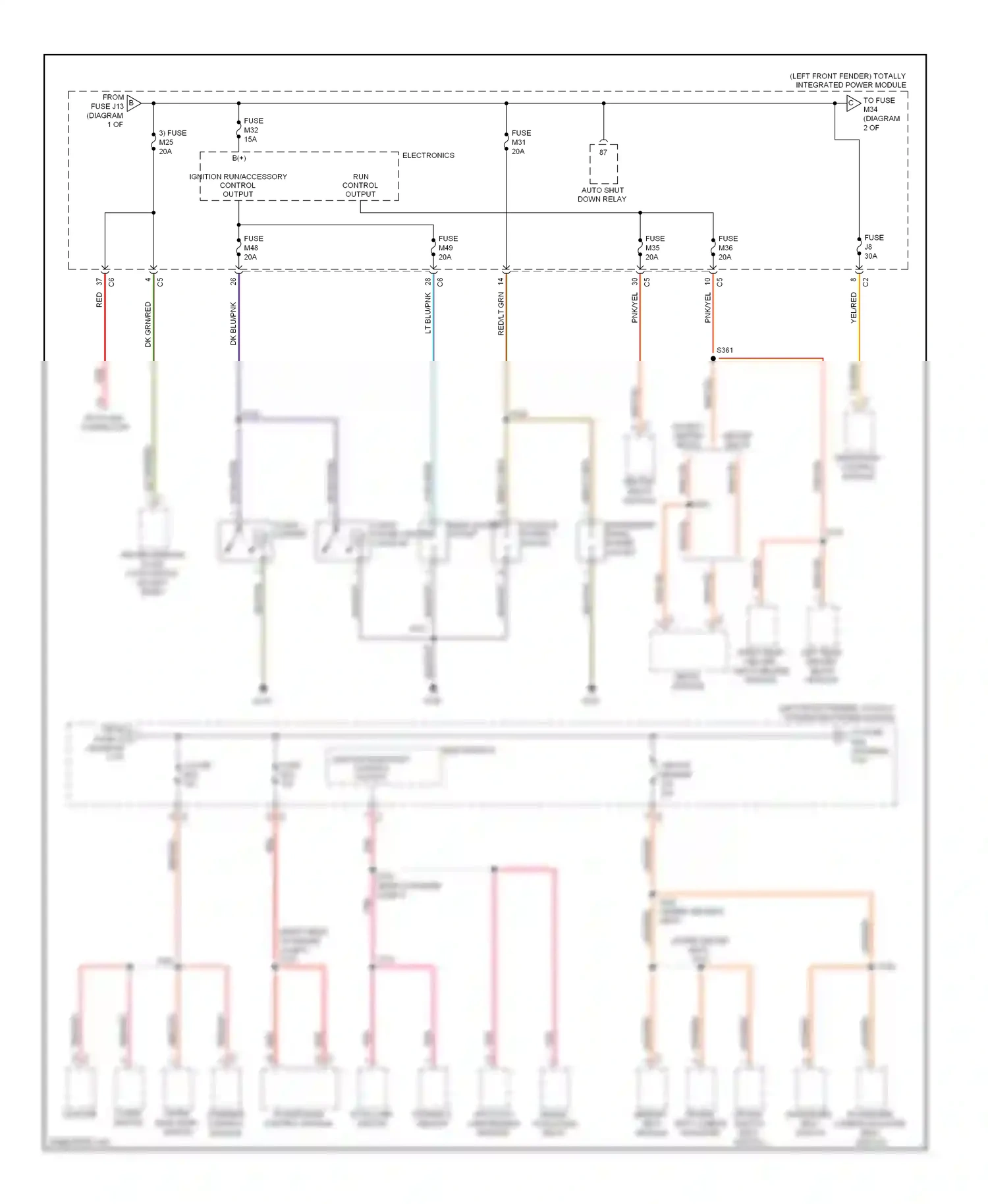 Dodge Pickup R1500  (1996-2010) steering powertrain control control module module wiring diagram  (1 of 1)