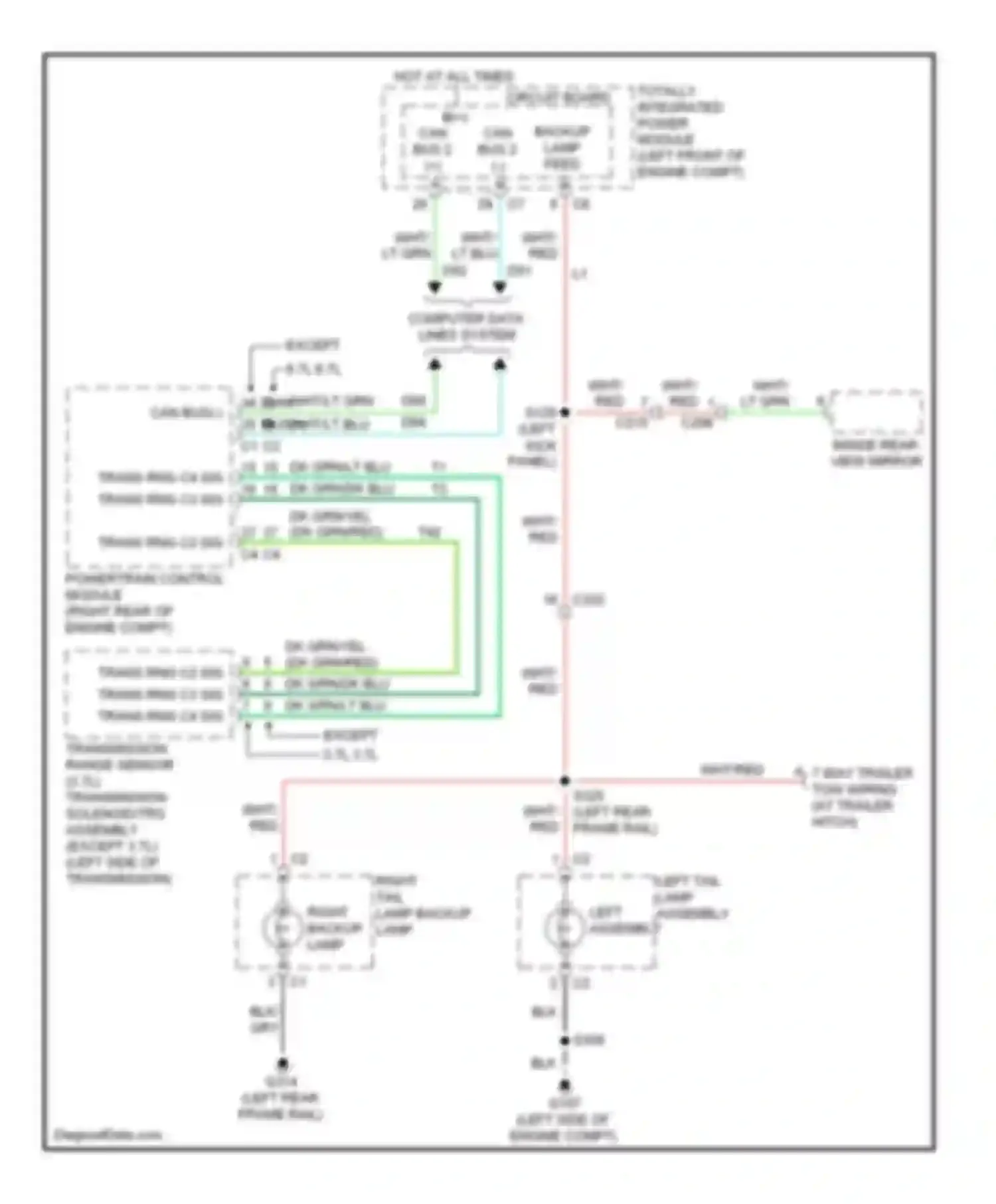 Pickup R2500 Dodge  (1996-2010): Backup lamps circuit