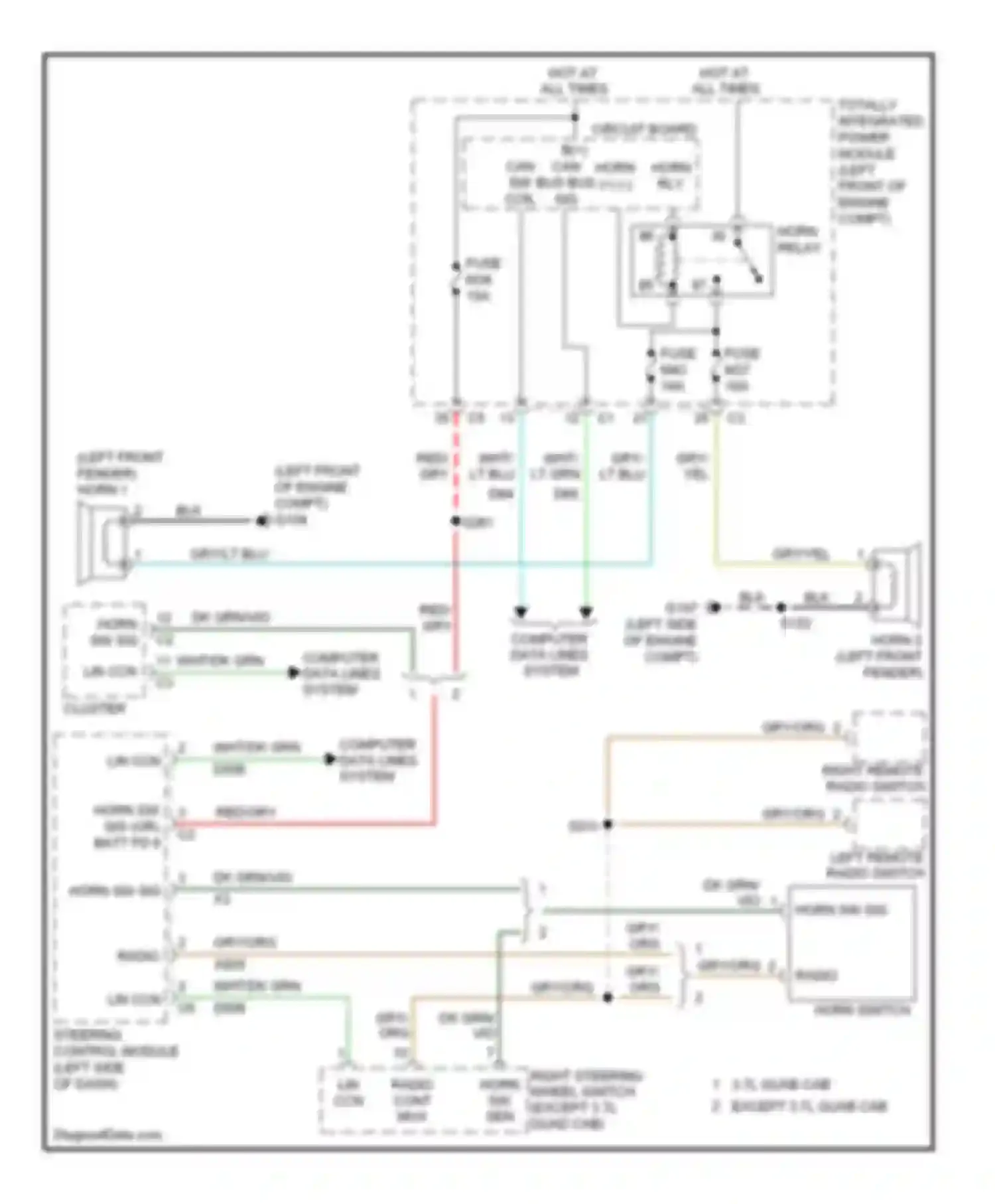 Pickup R2500 Dodge  (1996-2010): Horn circuit