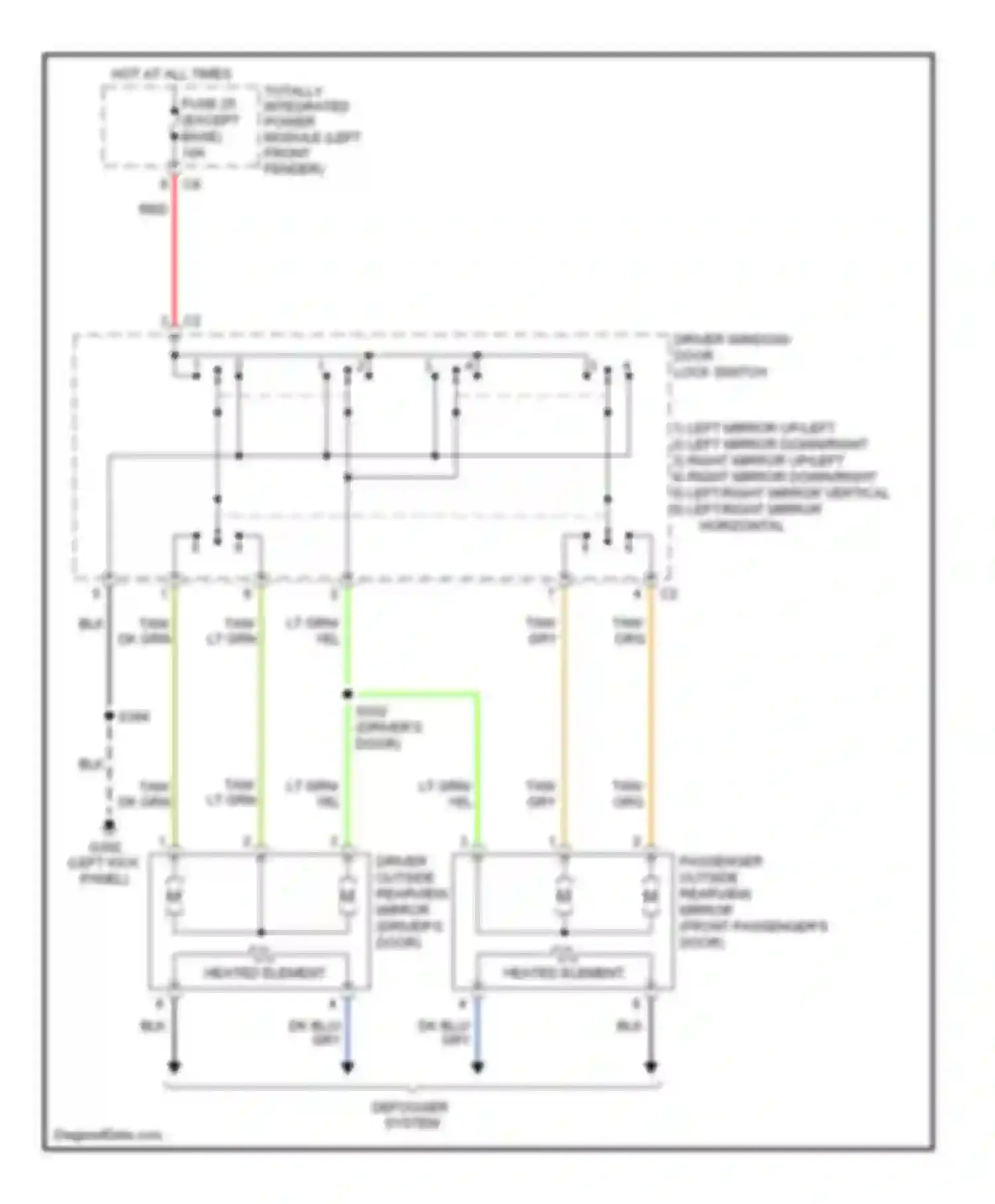 Pickup R2500 Dodge  (1996-2010): Power mirrors circuit