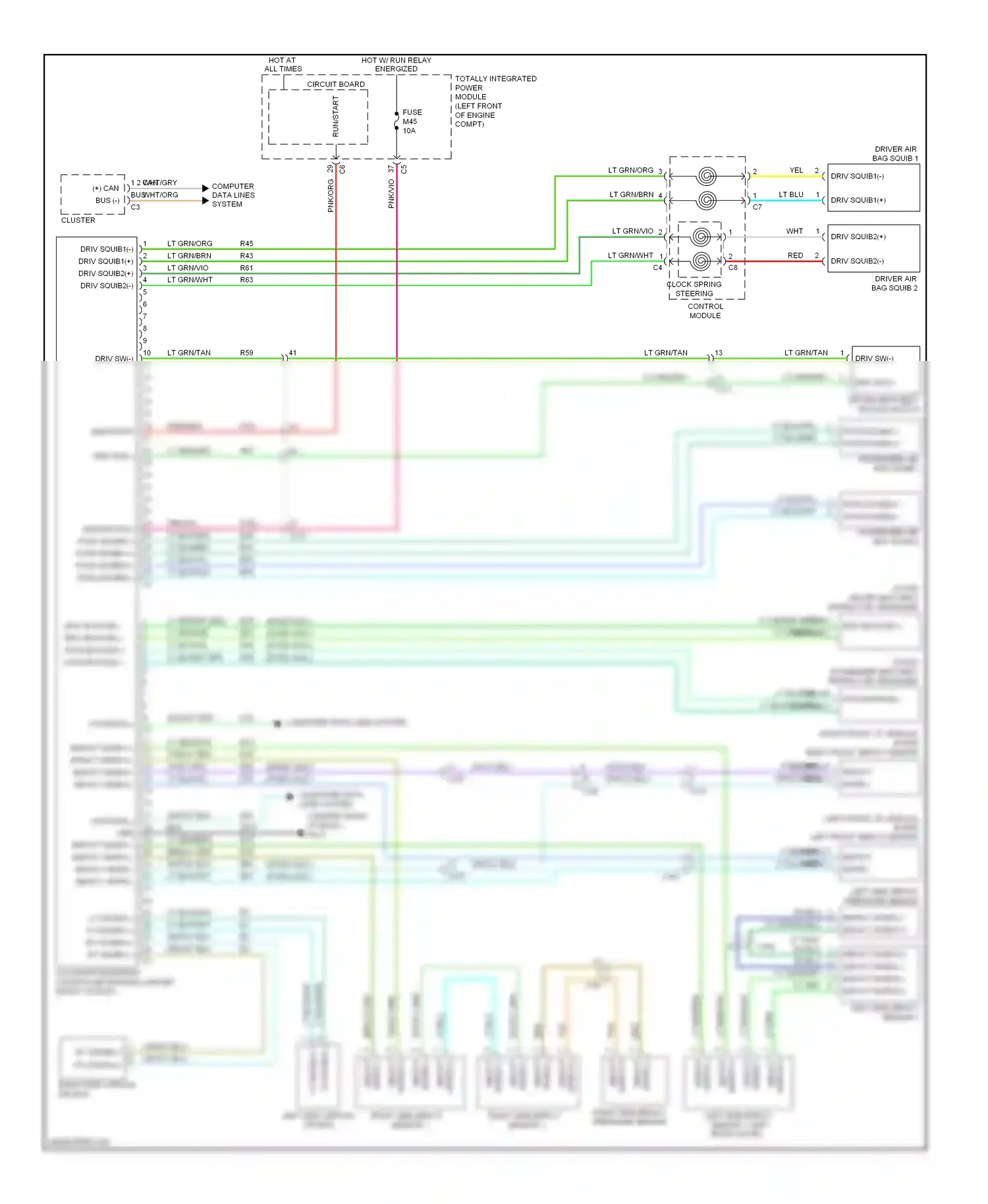Dodge Pickup R2500  (1996-2010) clock spring steering control module wiring diagram  (1 of 1)