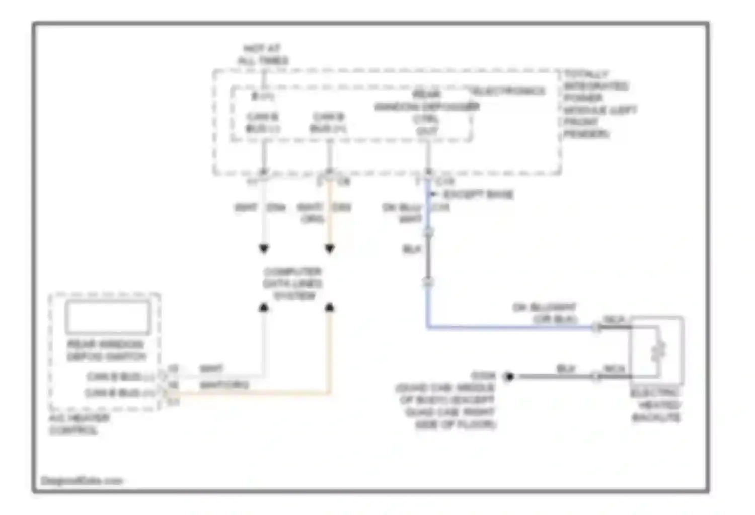 Wiring diagram electric heated backlite for Dodge Pickup R2500  (1996-2010) (2 of 2)