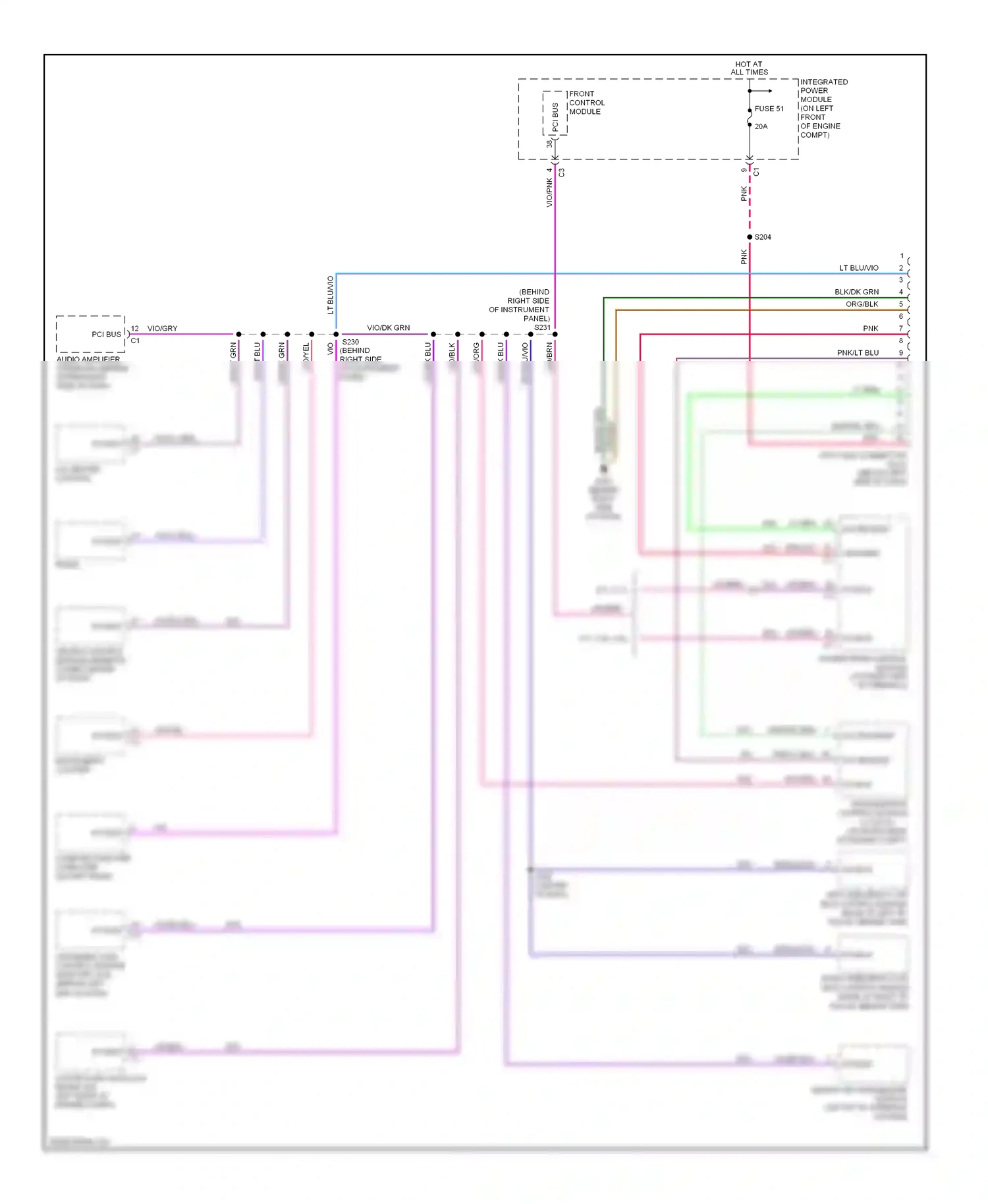 Dodge Pickup R2500  (1996-2010) front control module wiring diagram  (2 of 7)