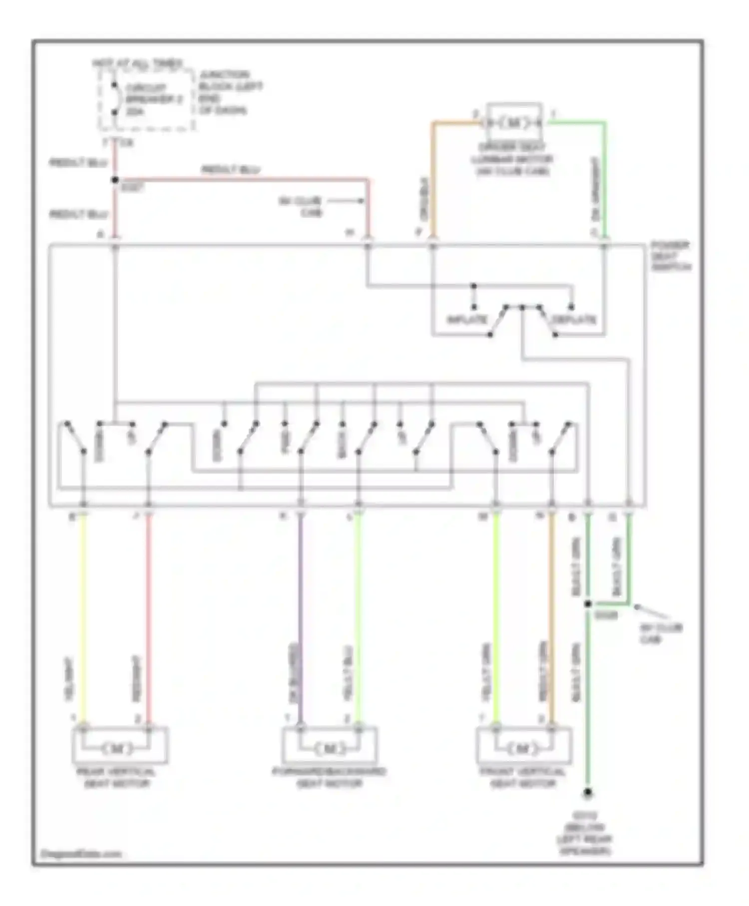 Wiring diagram front vertical seat motor for Dodge Pickup R2500  (1996-2010) (1 of 5)