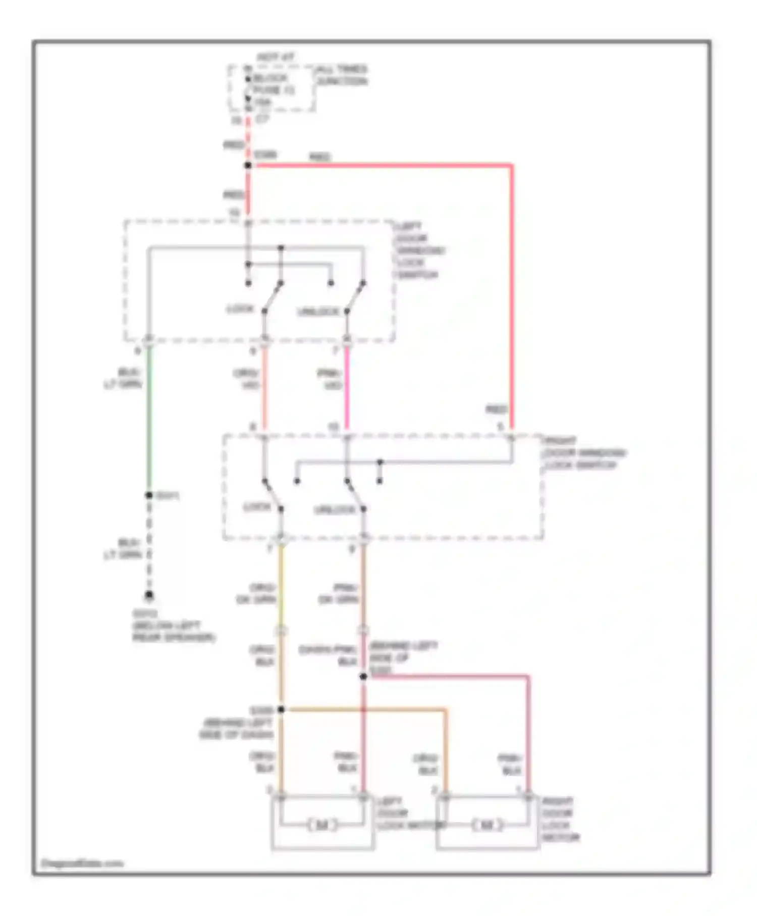 Wiring diagram left door lock motor for Dodge Pickup R2500  (1996-2010) (1 of 4)