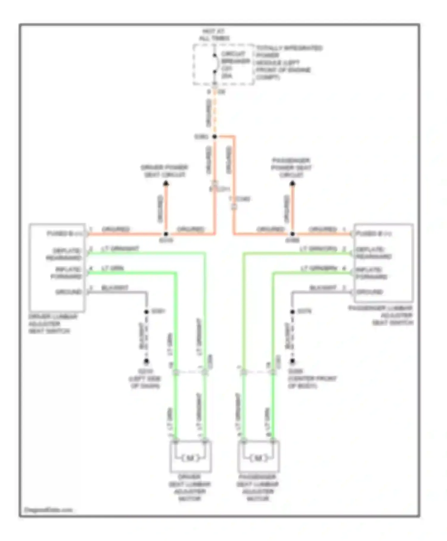Wiring diagram passenger power seat circuit for Dodge Pickup R2500  (1996-2010) (1 of 1)
