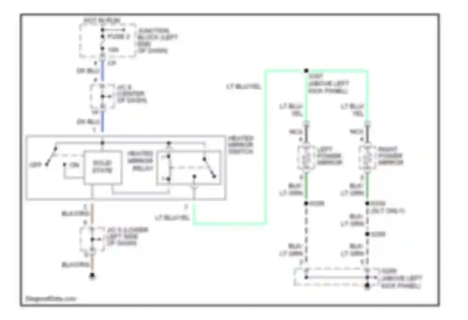 Wiring diagram right power mirror for Dodge Pickup R2500  (1996-2010) (1 of 3)