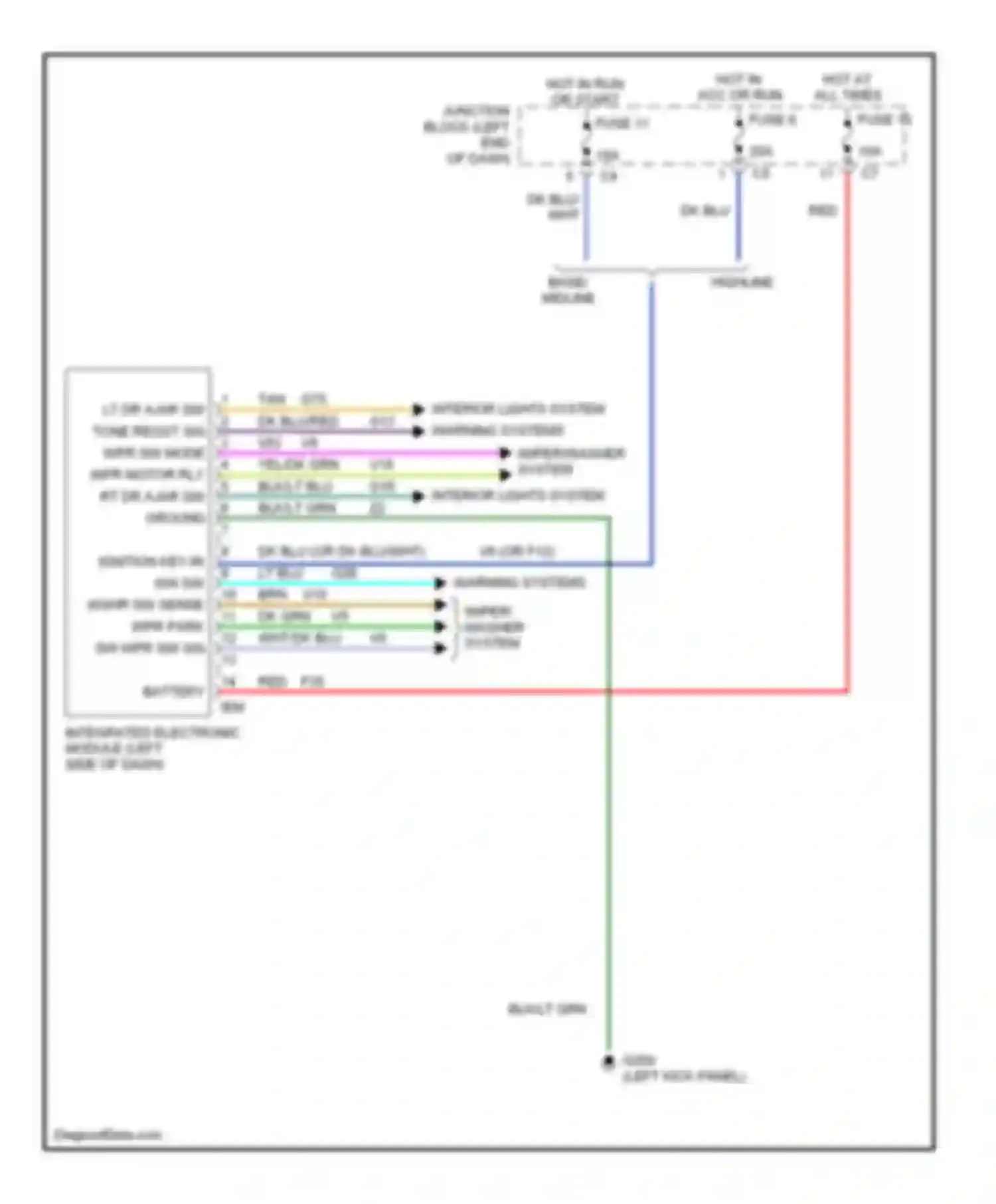 Wiring diagram interior lights system warning systems for Dodge Pickup R3500  (1996-2010) (3 of 3)