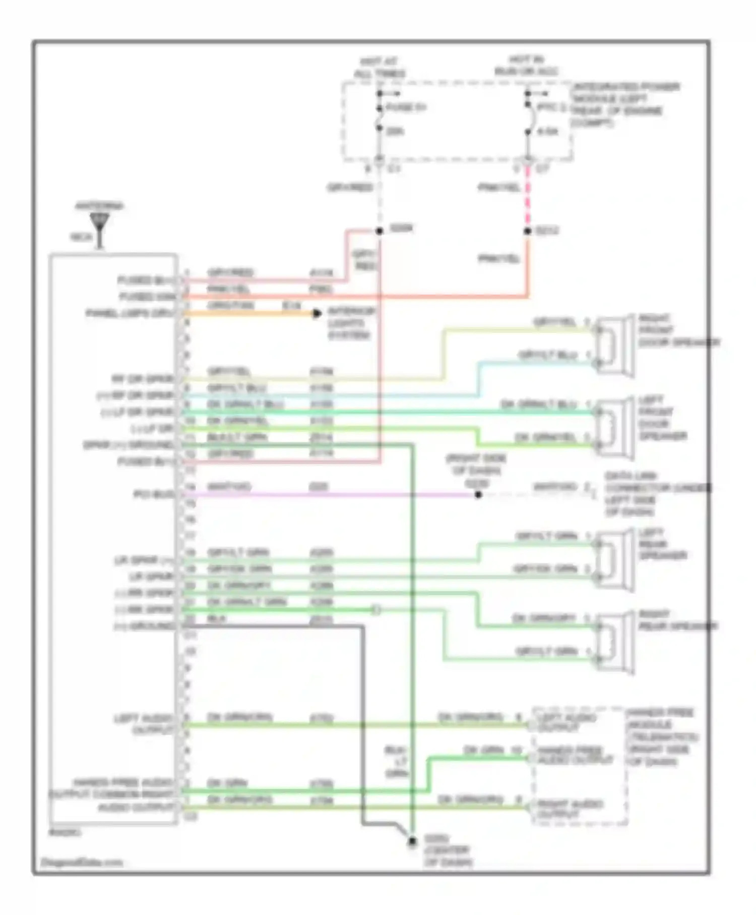 Wiring diagram right rear speaker for Dodge Pickup R3500  (1996-2010) (5 of 10)