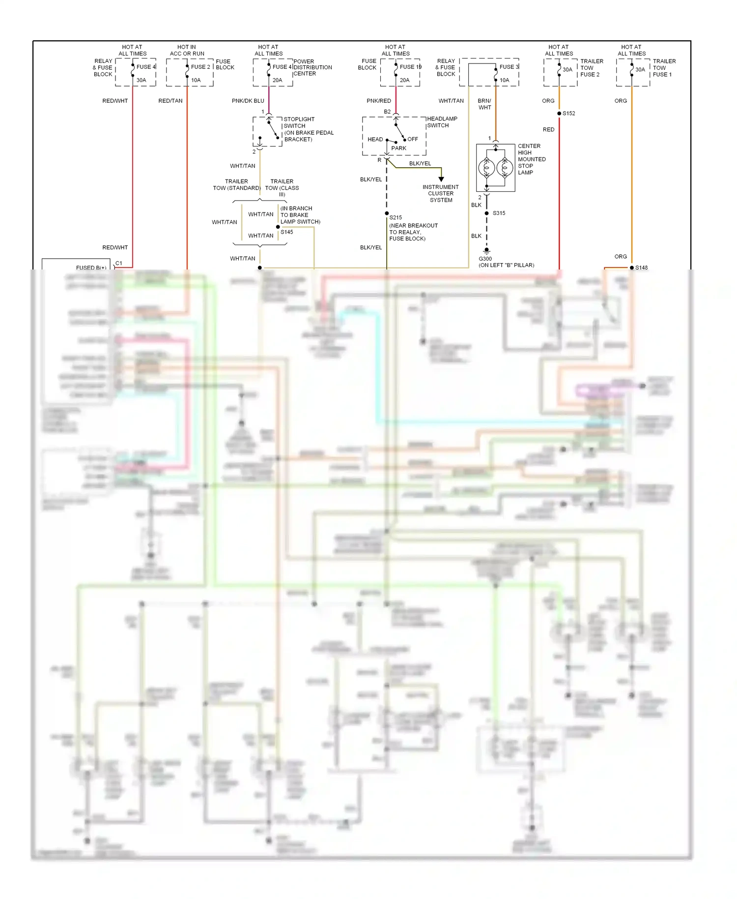 Dodge Ram Van B2500  (1996-2003) stoplight switch wiring diagram  (1 of 2)