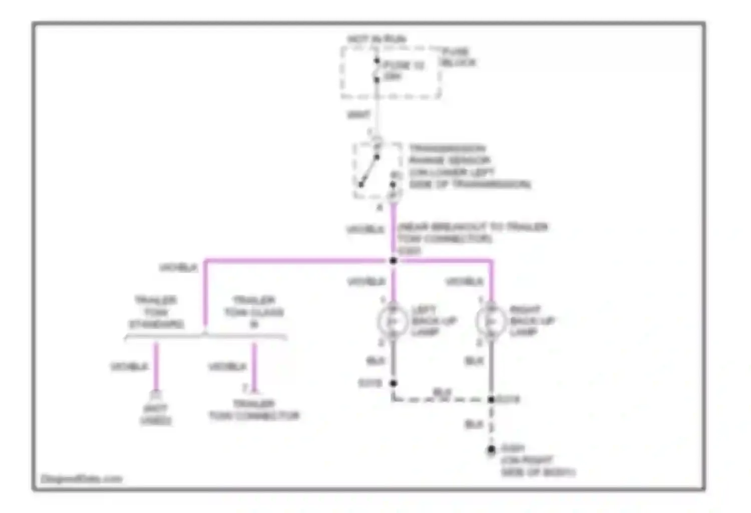 Ram Van B3500 Dodge  (1996-2003): Back-up lamps circuit