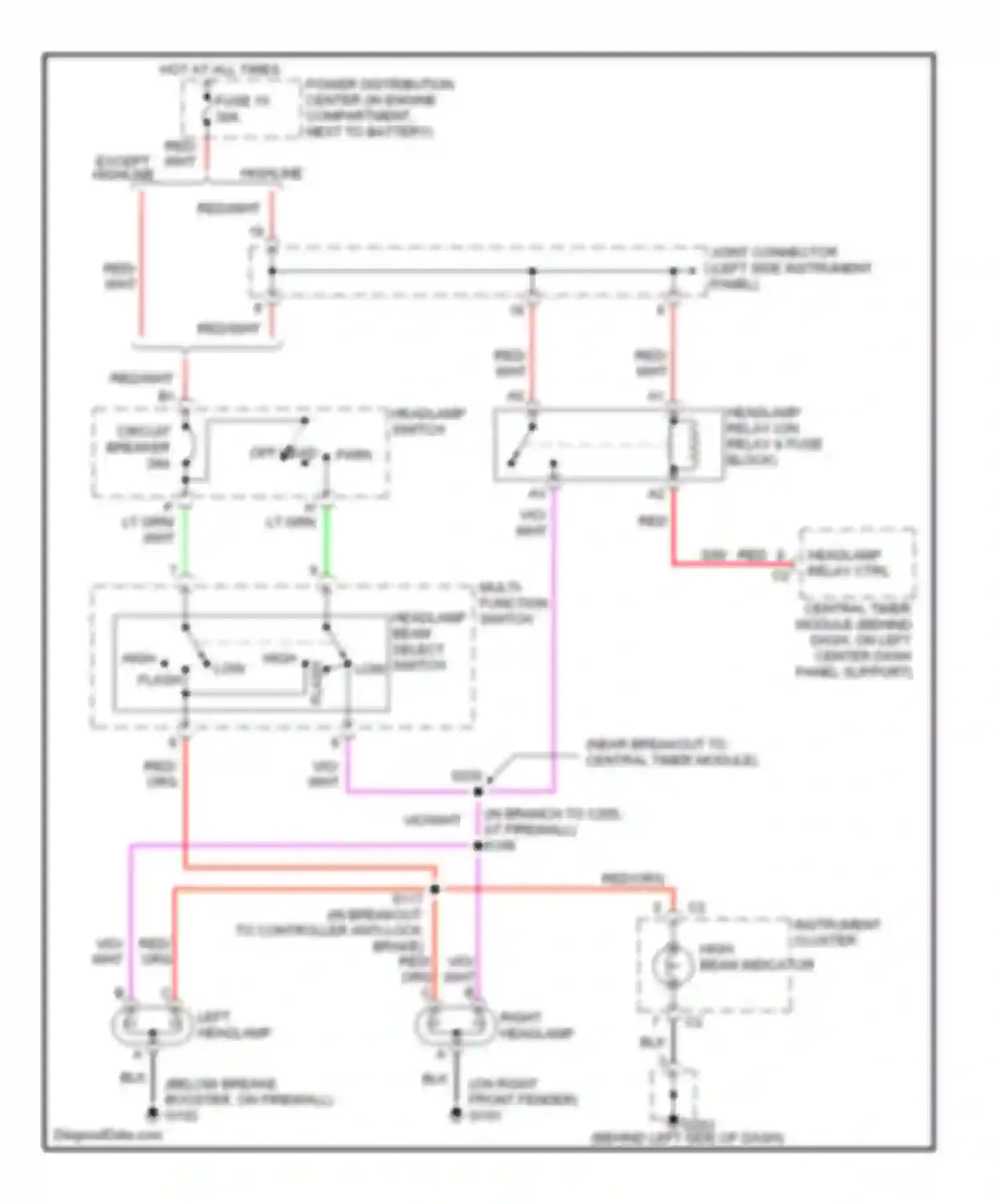 Ram Van B3500 Dodge  (1996-2003): Headlights circuit, without drl