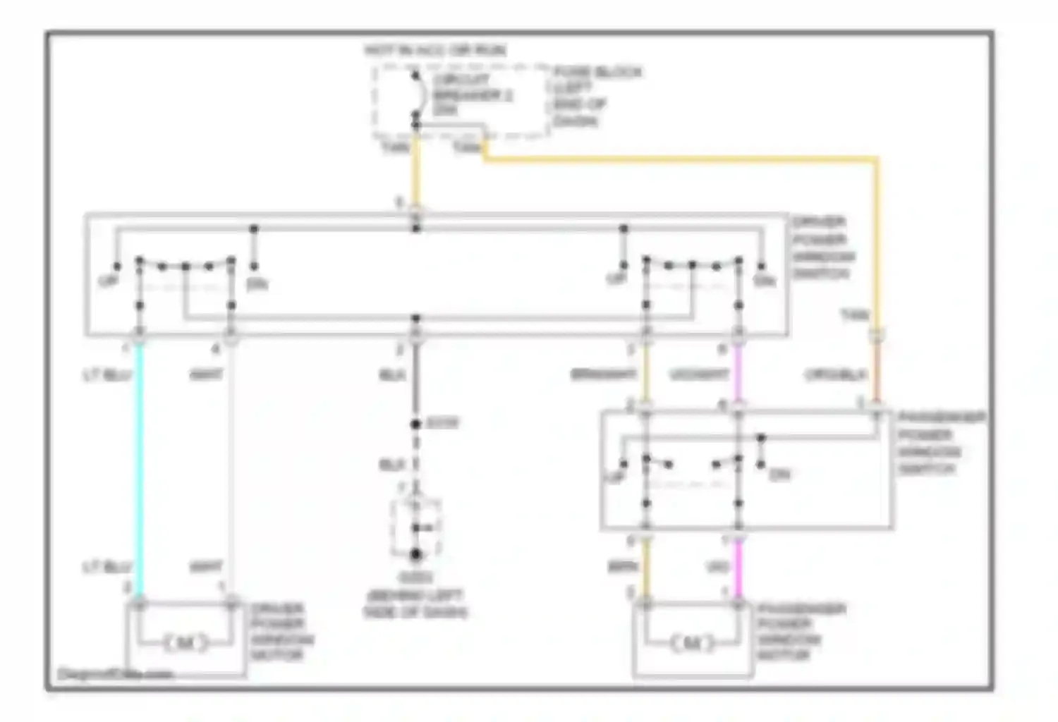 Ram Van B3500 Dodge  (1996-2003): Power windows circuit