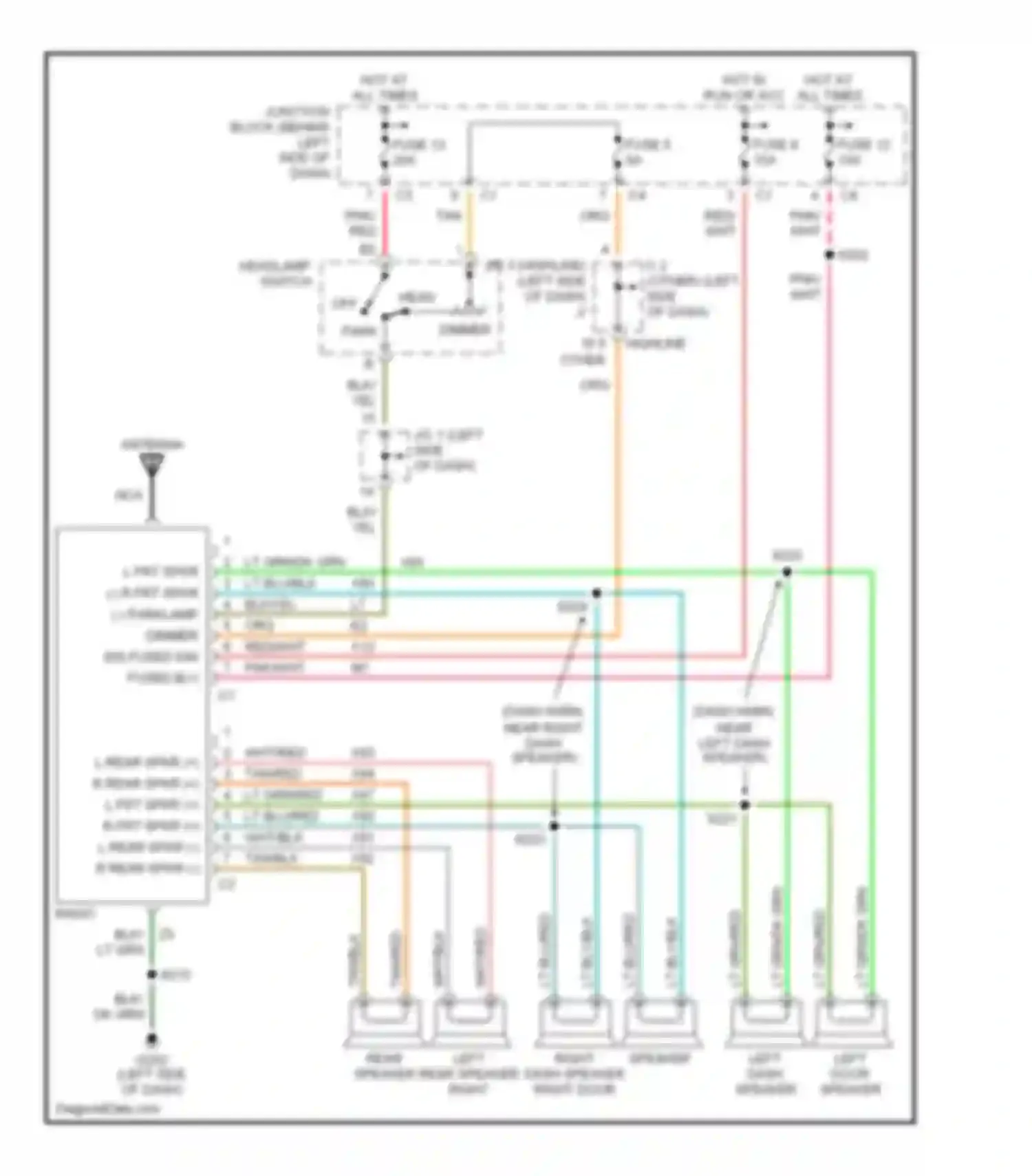 Ram Van B3500 Dodge  (1996-2003): Radio circuits, without amplifier
