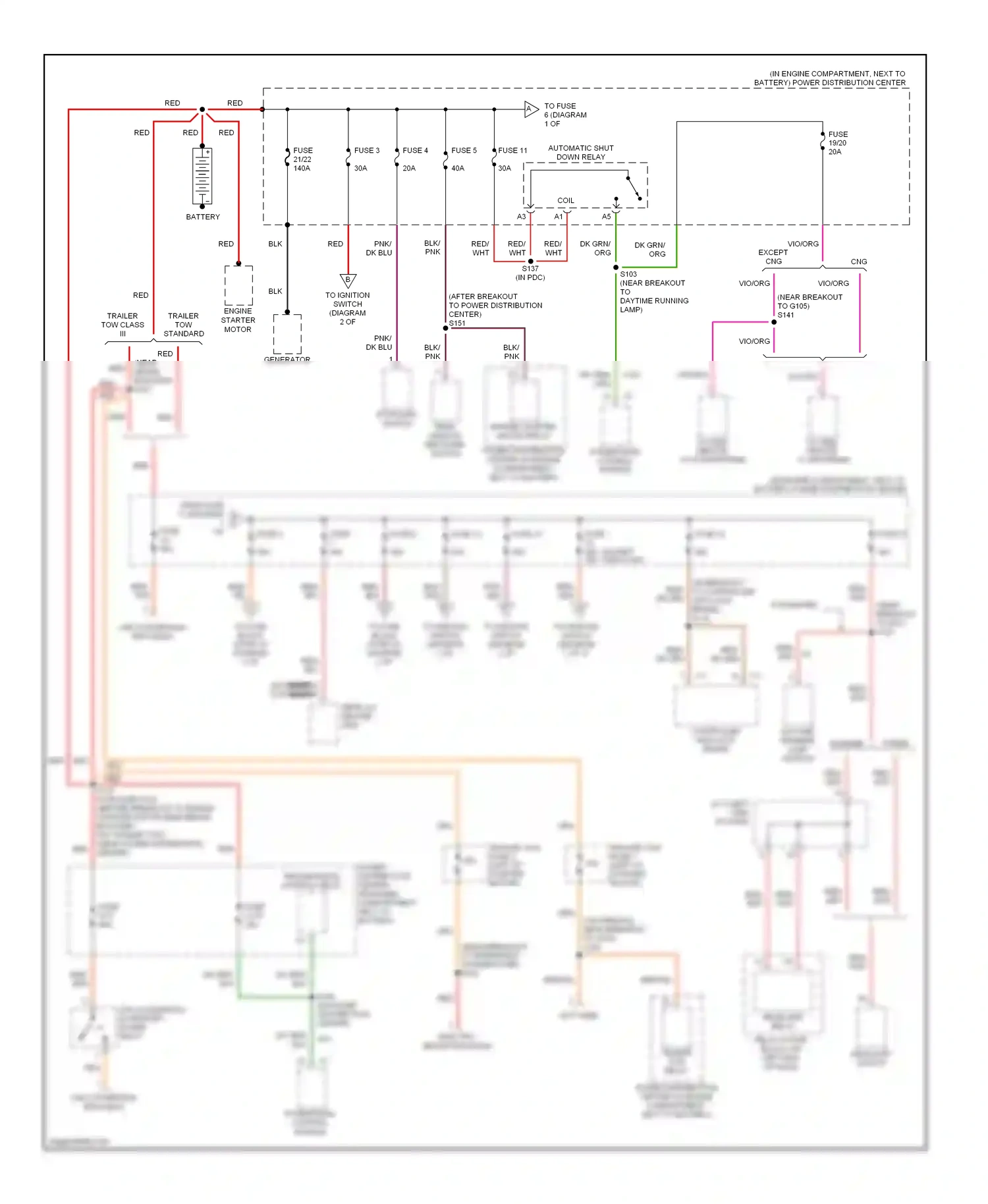 Dodge Ram Van B3500  (1996-2003) stoplight switch wiring diagram  (2 of 2)