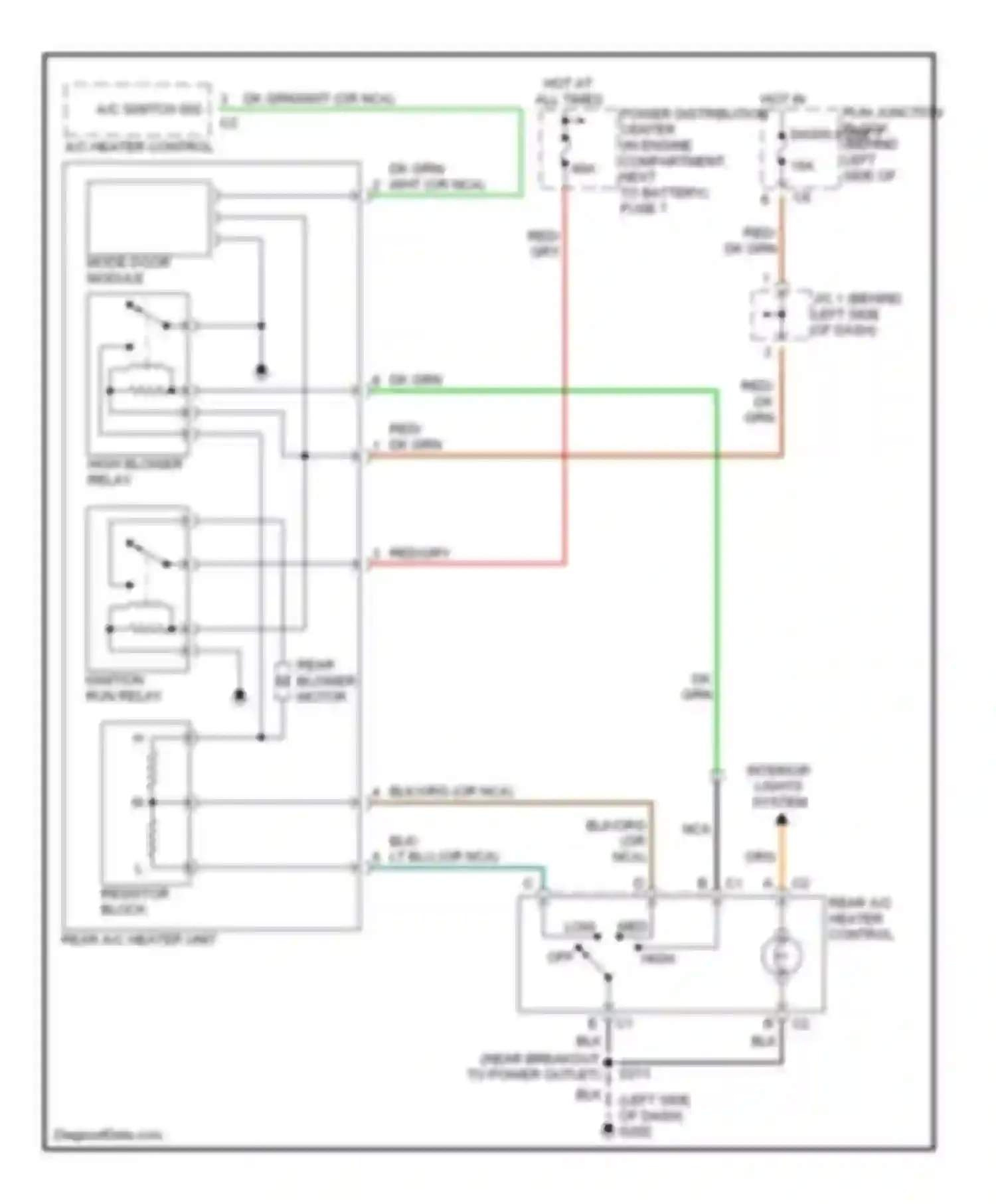 Ram Wagon B3500 Dodge  (1996-2002): Manual a/c circuit, rear a/c
