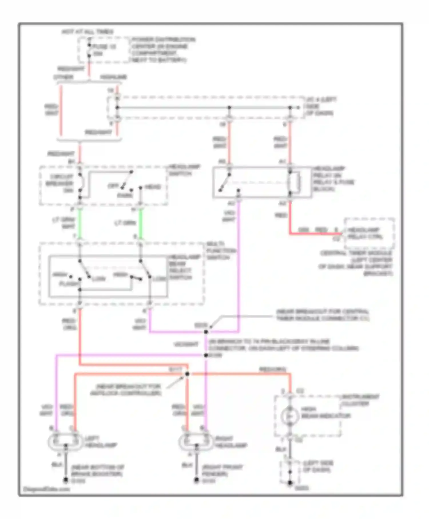 Ram Wagon B3500 Dodge  (1996-2002): Headlight circuit, without drl