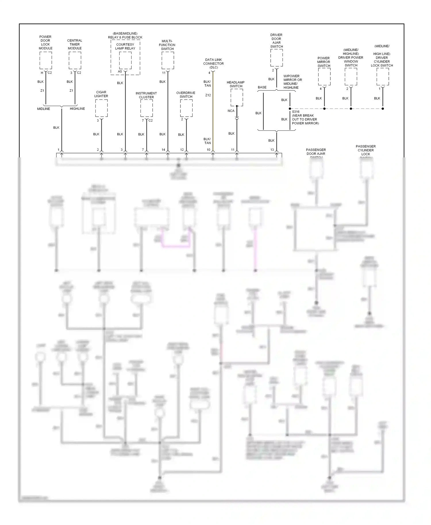 Dodge Ram Wagon B3500  (1996-2002) multi- function switch wiring diagram  (2 of 6)