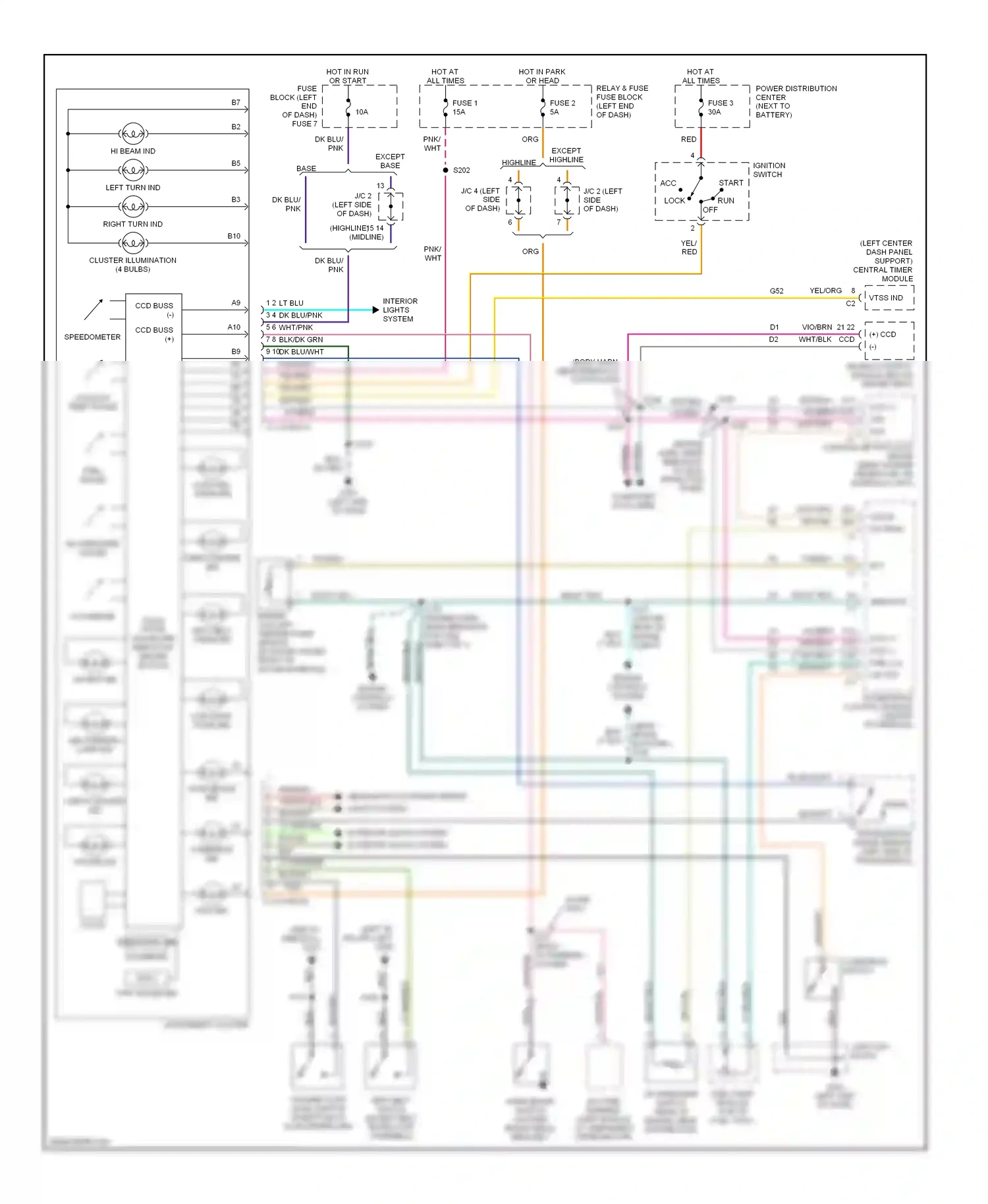 Dodge Ram Wagon B3500  (1996-2002) solid state gauge and indicator driver module wiring diagram  (1 of 1)