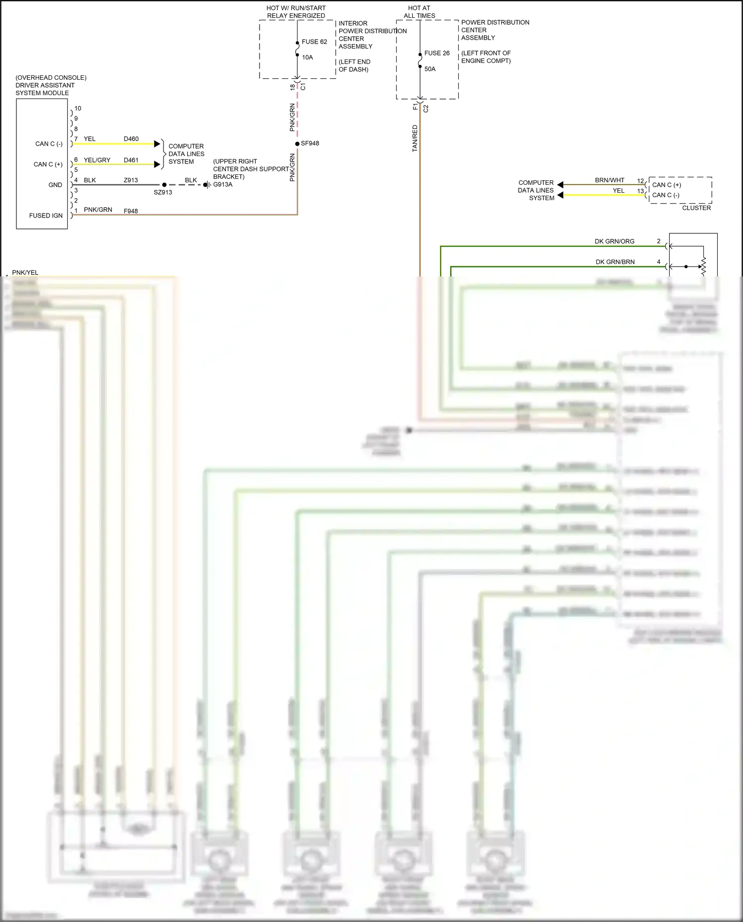 Dodge Ram V (2018-2024) overhead console wiring diagram  (2 of 2)