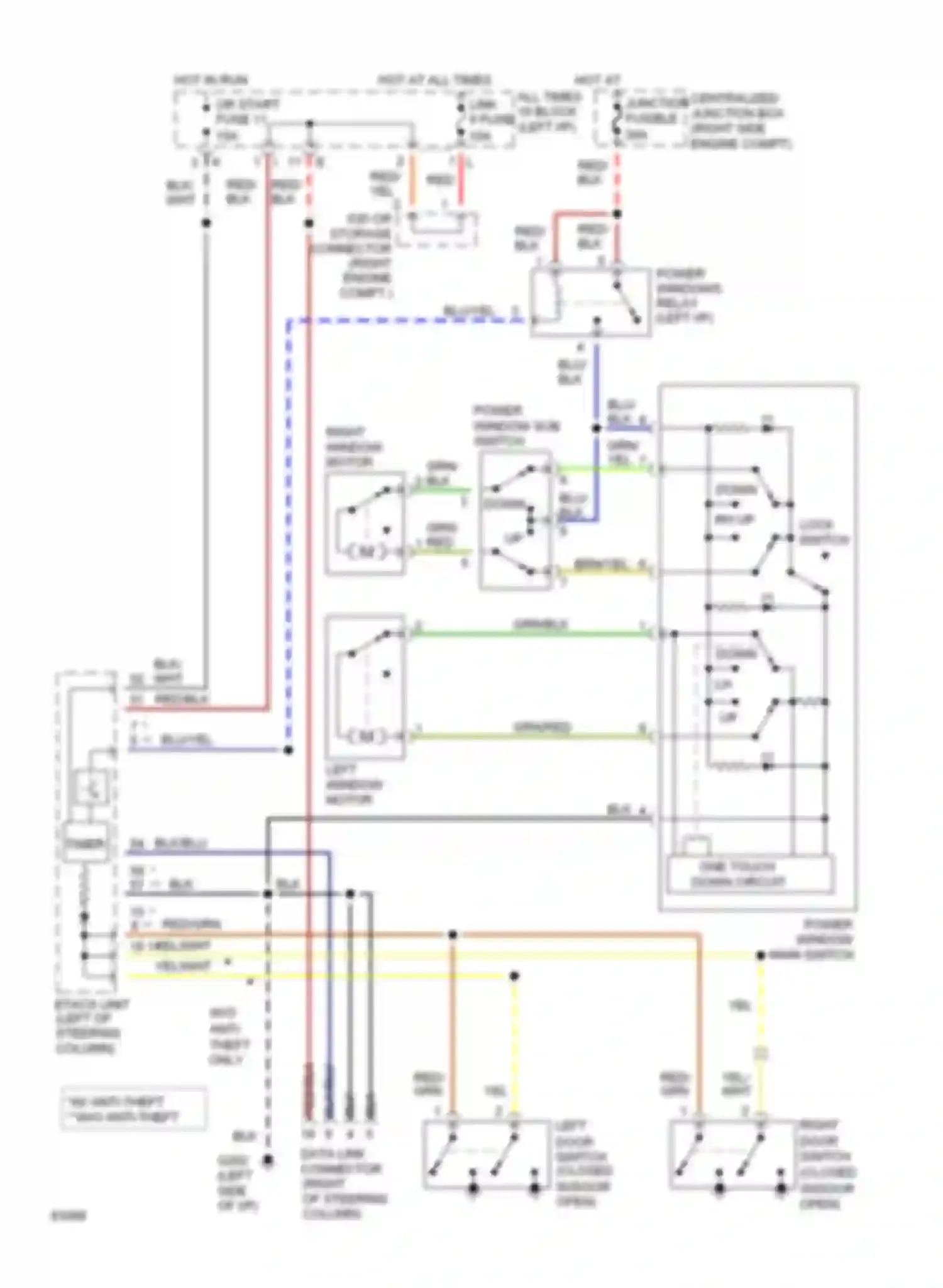 Stealth Dodge I (1990-1996): Power window circuit