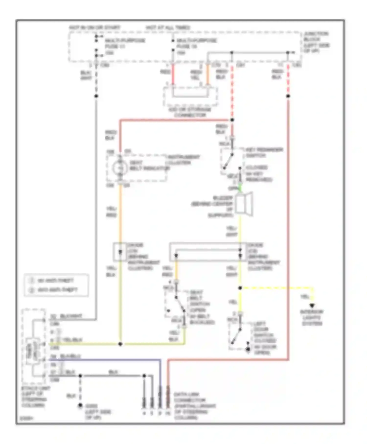 Stealth Dodge I (1990-1996): Warning system circuits