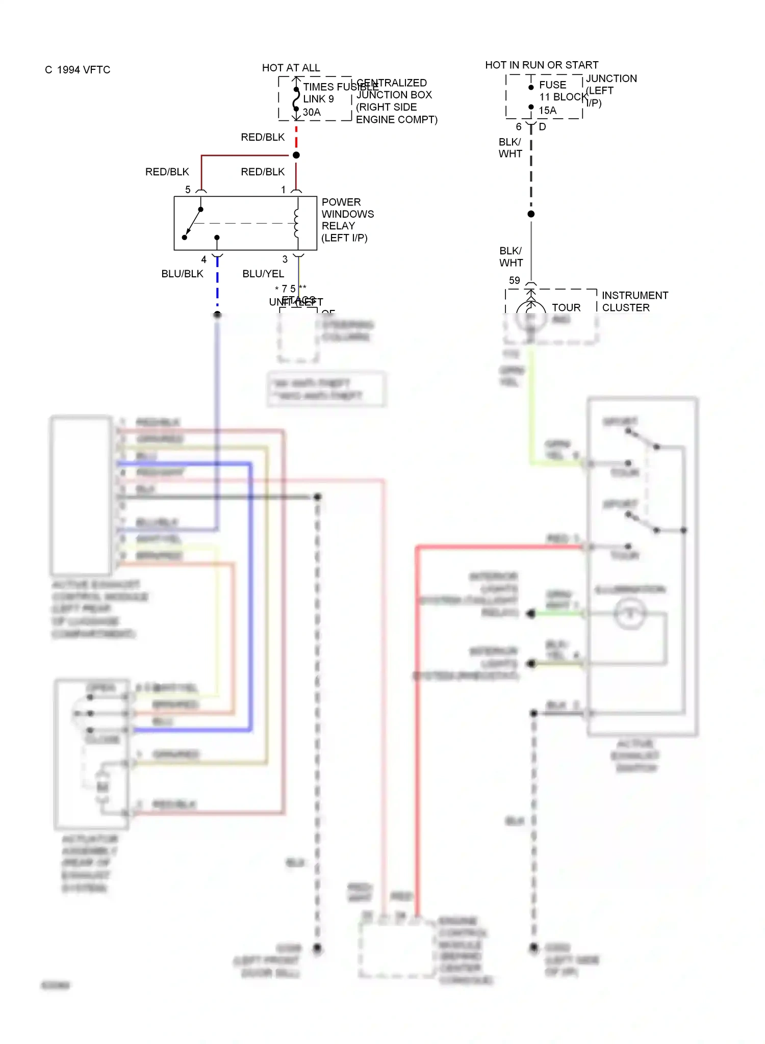 Dodge Stealth I (1990-1996) active exhaust control module wiring diagram  (1 of 1)