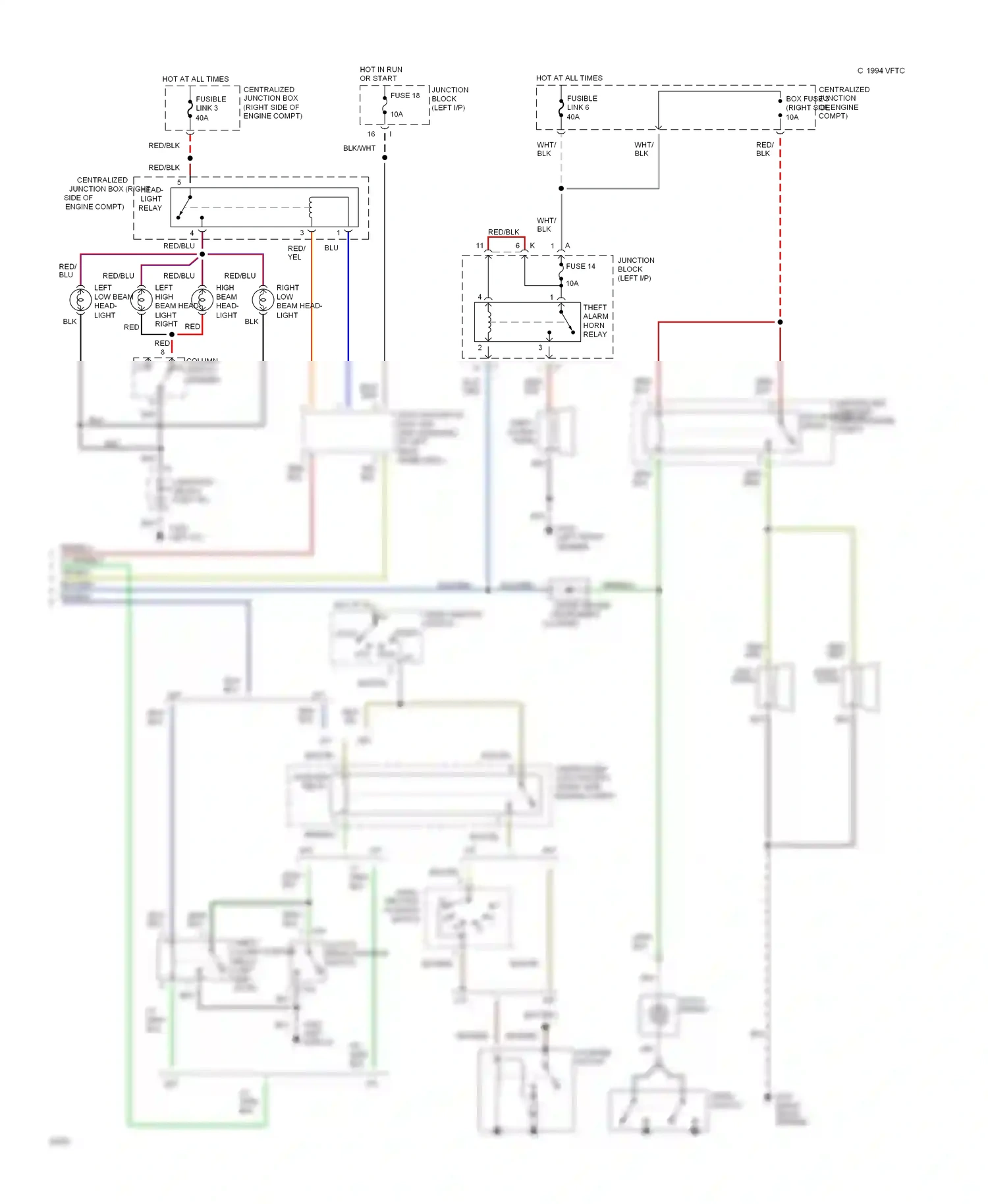 Dodge Stealth I (1990-1996) centralized junction box (right side engine compt) wiring diagram  (1 of 6)