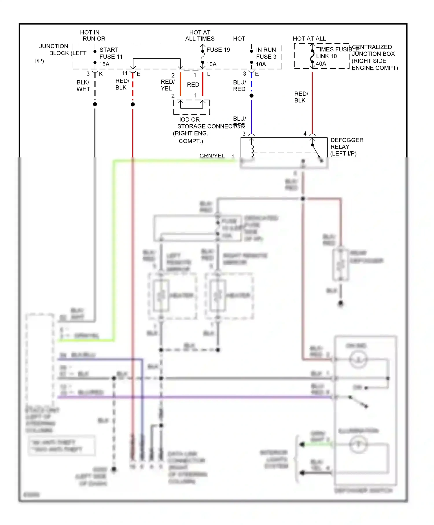 Dodge Stealth I (1990-1996) defogger switch wiring diagram  (1 of 2)