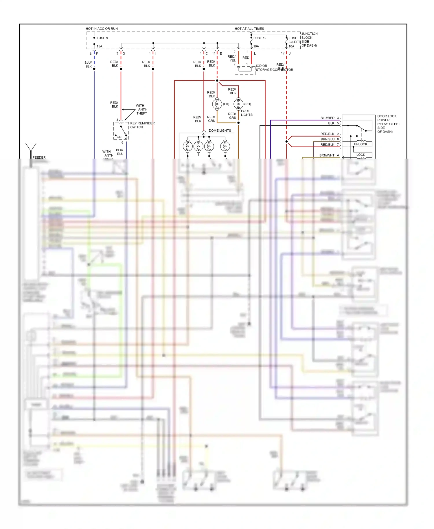 Dodge Stealth I (1990-1996) keyless entry control unit wiring diagram  (1 of 2)