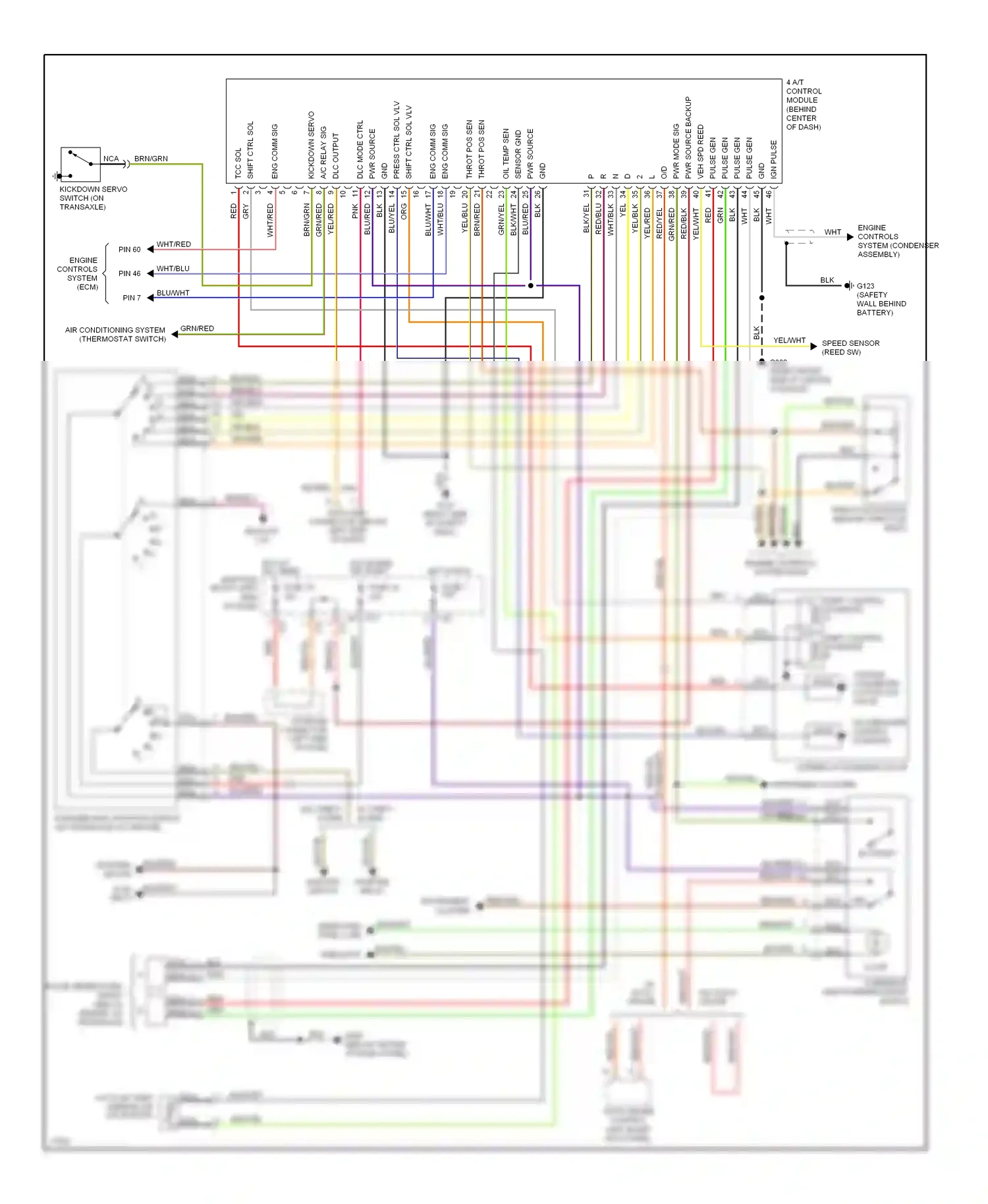 Dodge Stealth I (1990-1996) kickdown servo switch (on transaxle) wiring diagram  (1 of 1)