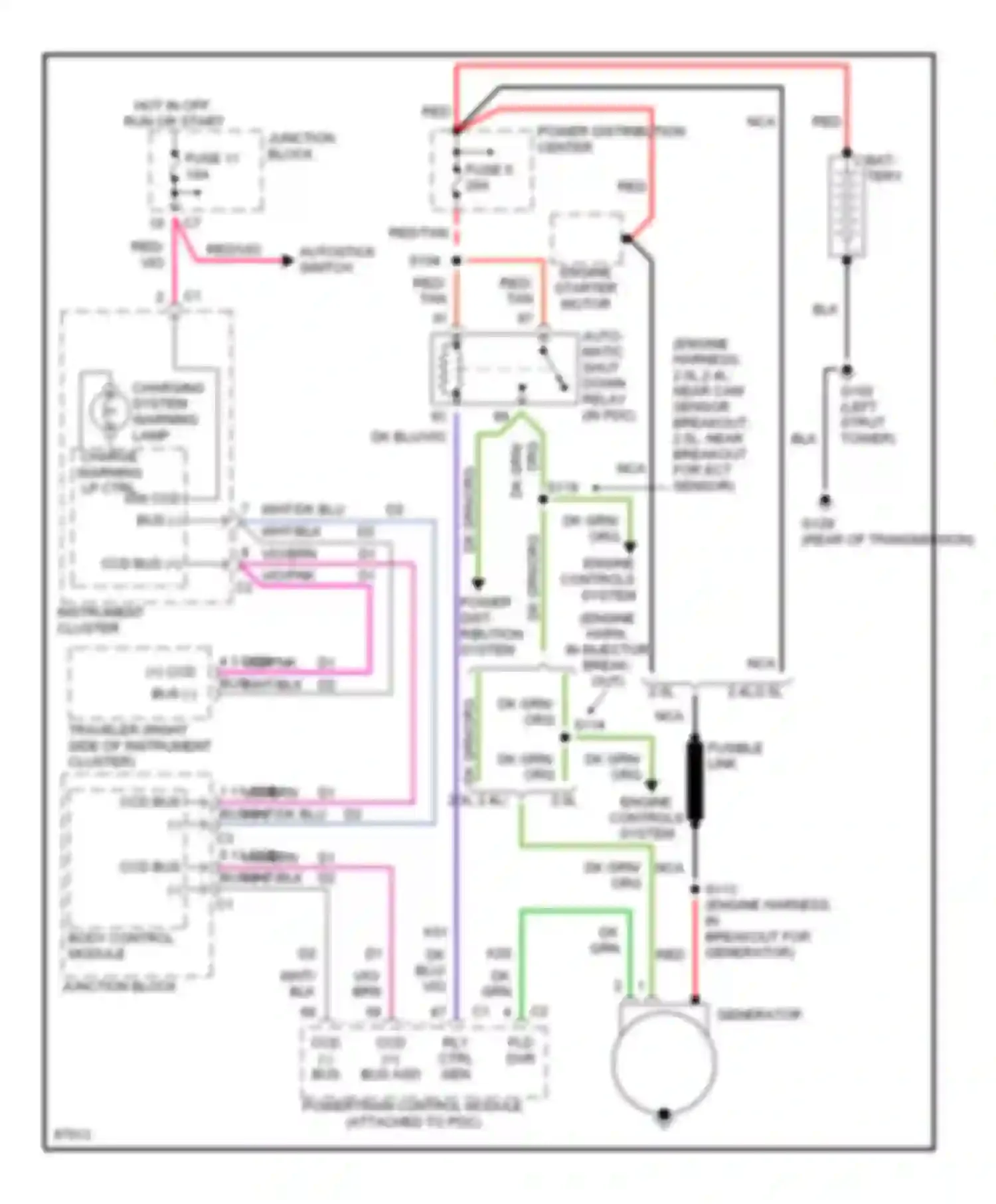 Wiring diagram dk grn/ org for Dodge Stratus I (1995-2000) (1 of 2)
